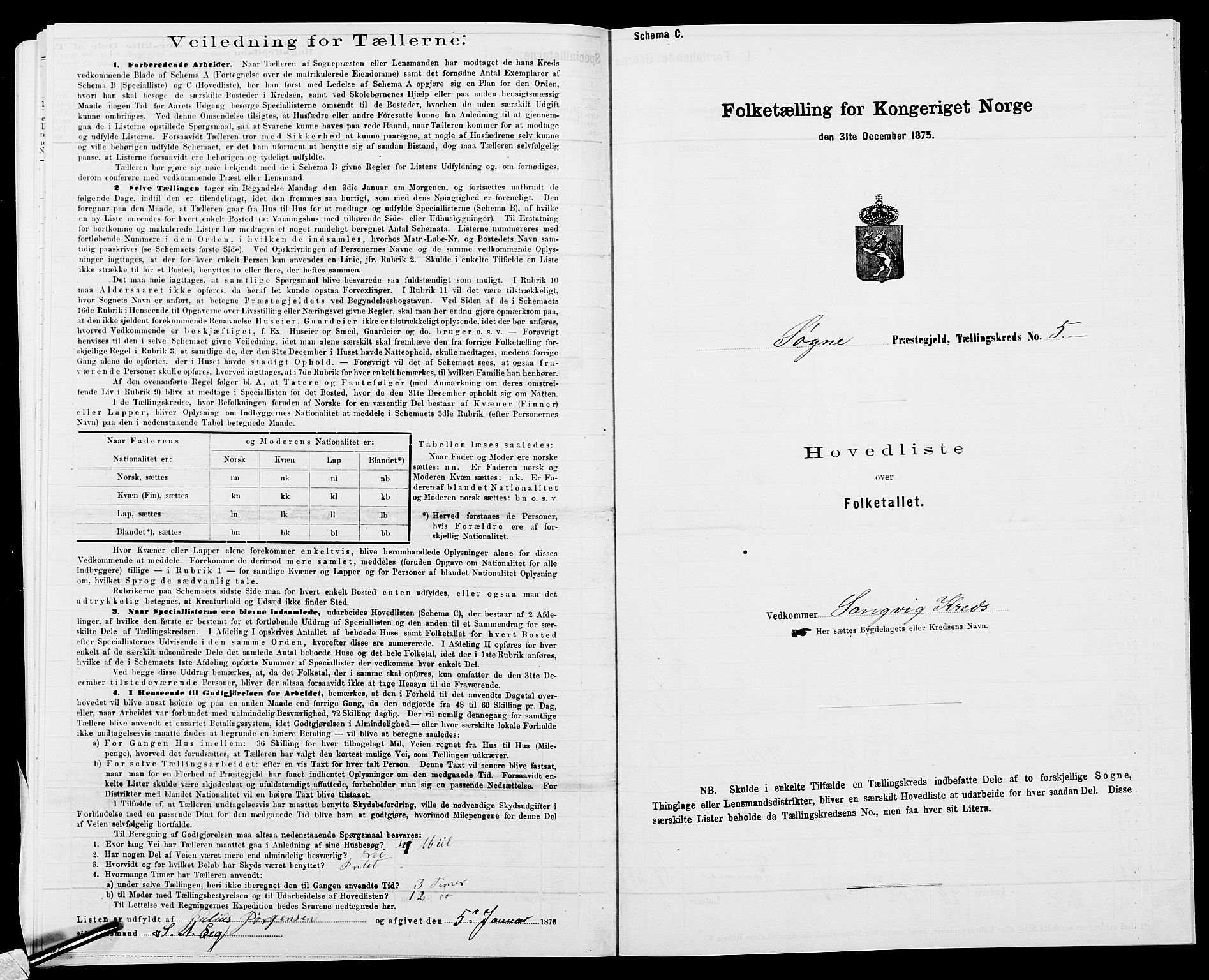 SAK, 1875 census for 1018P Søgne, 1875, p. 42