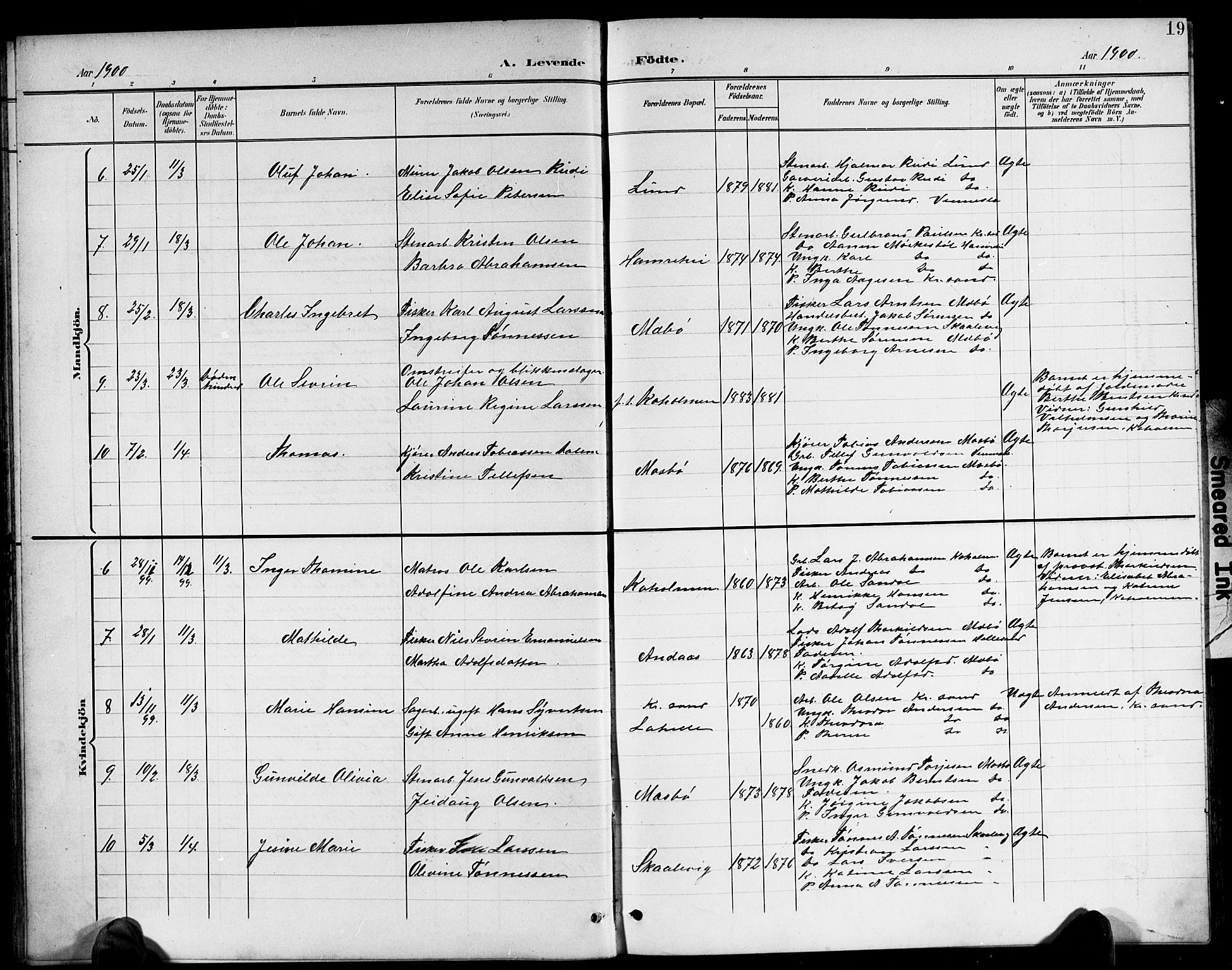 Oddernes sokneprestkontor, AV/SAK-1111-0033/F/Fb/Fba/L0009: Parish register (copy) no. B 9, 1899-1923, p. 19