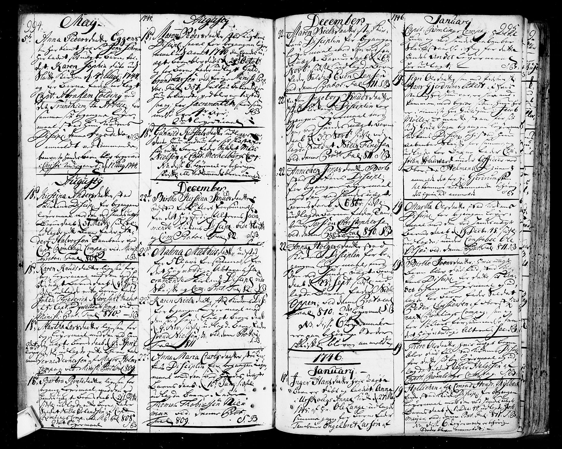 Oslo domkirke Kirkebøker, SAO/A-10752/F/Fa/L0004: Parish register (official) no. 4, 1743-1786, p. 994-995