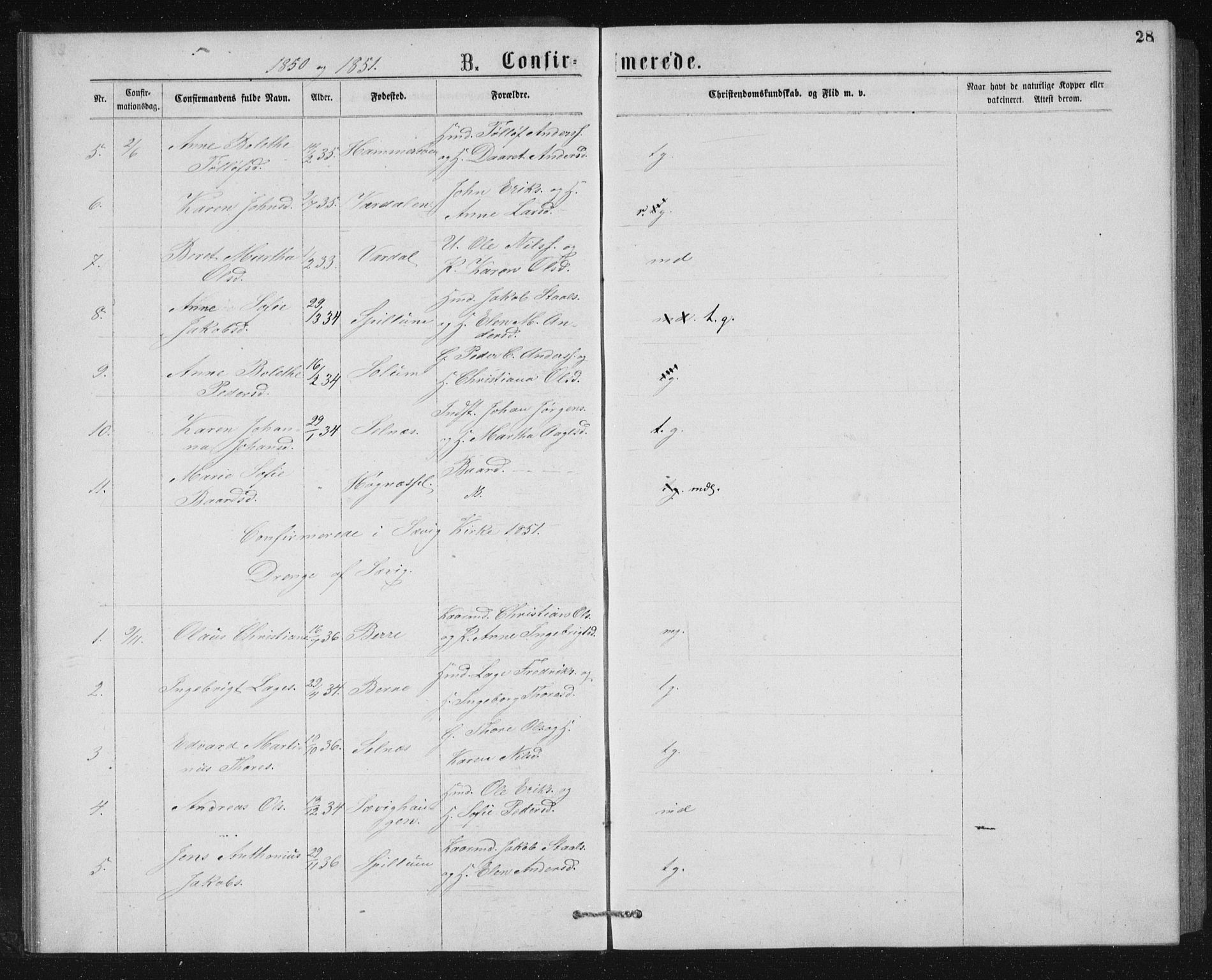 Ministerialprotokoller, klokkerbøker og fødselsregistre - Nord-Trøndelag, SAT/A-1458/768/L0567: Parish register (official) no. 768A02, 1837-1865, p. 28