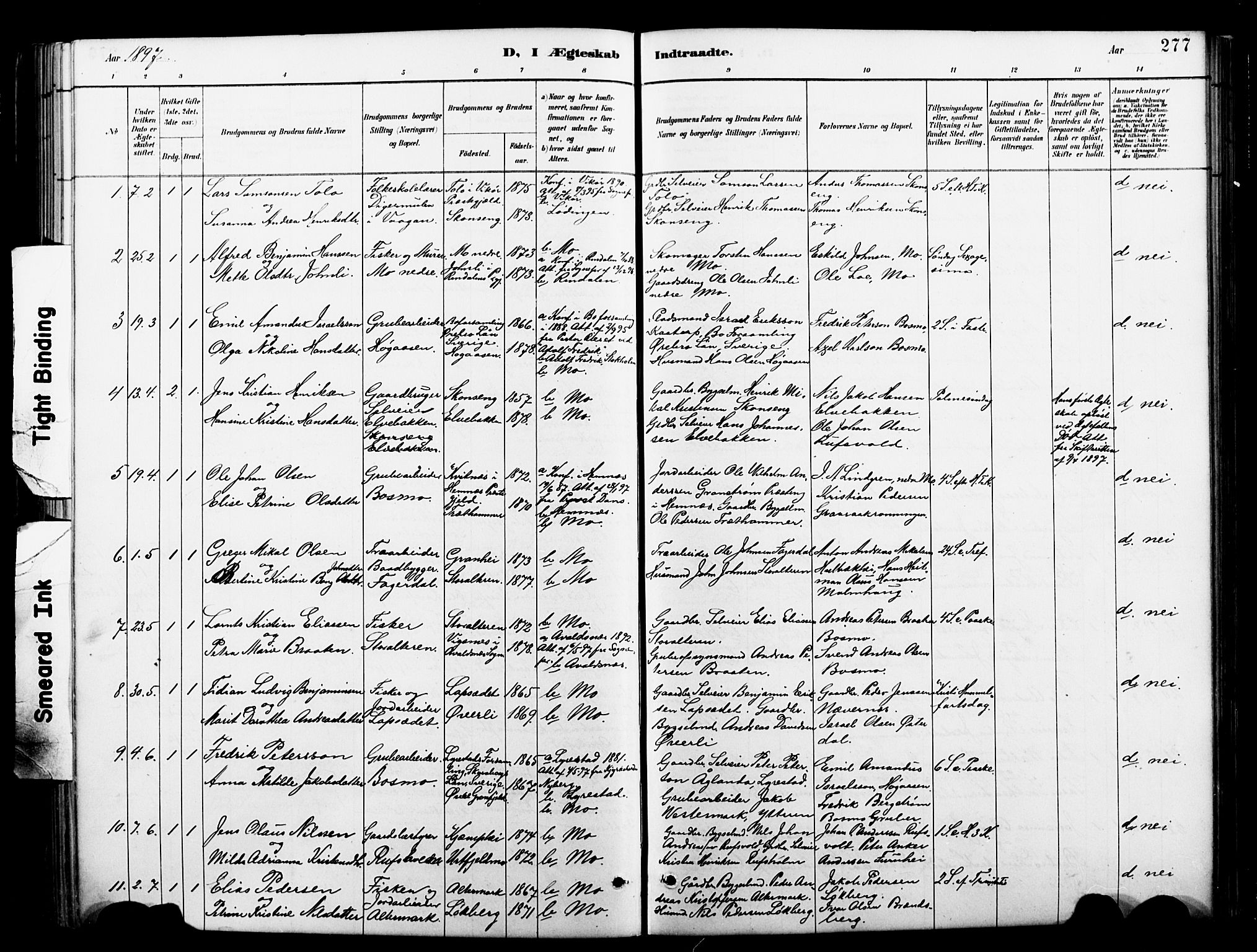 Ministerialprotokoller, klokkerbøker og fødselsregistre - Nordland, AV/SAT-A-1459/827/L0421: Parish register (copy) no. 827C10, 1887-1906, p. 277