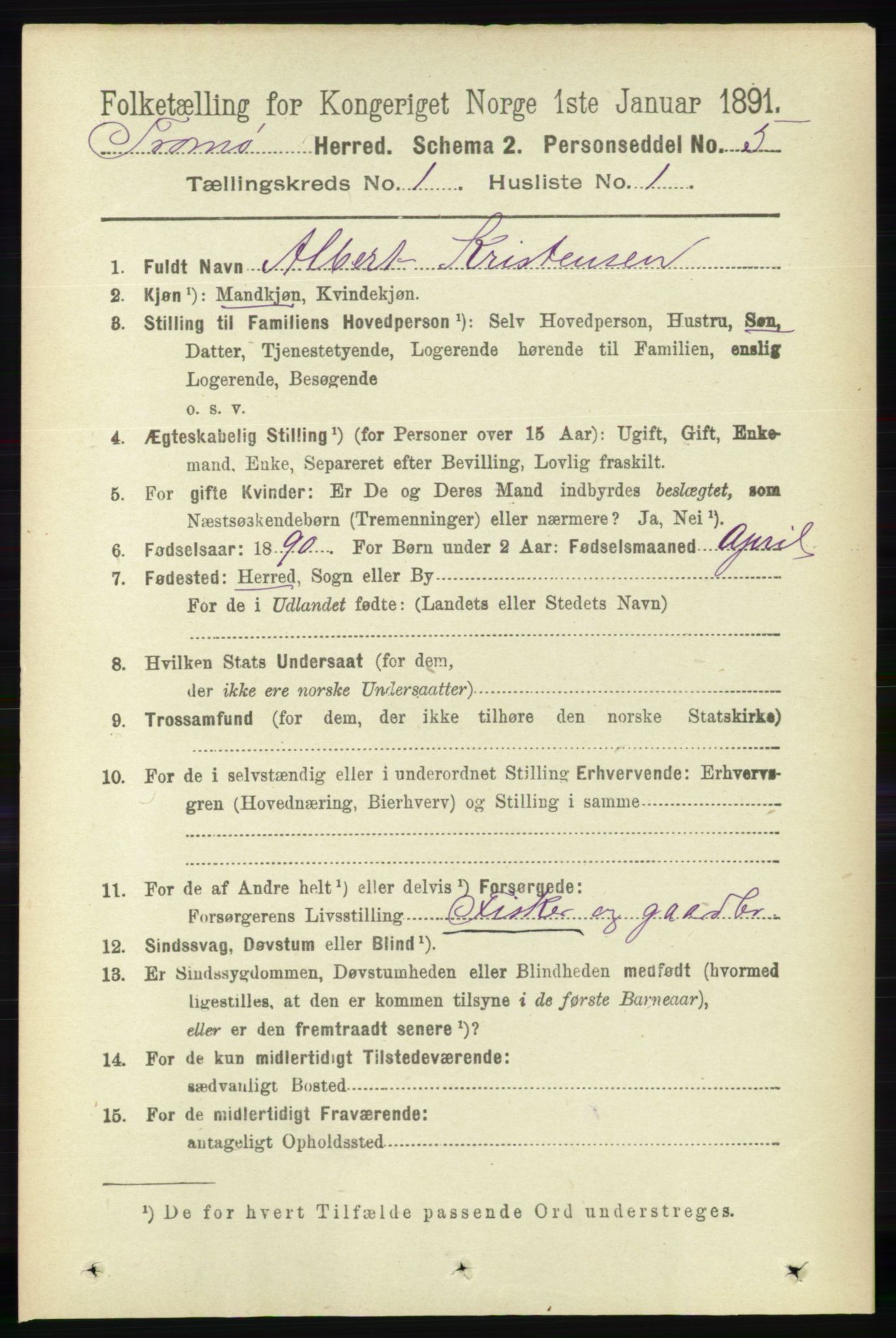 RA, 1891 census for 0921 Tromøy, 1891, p. 88