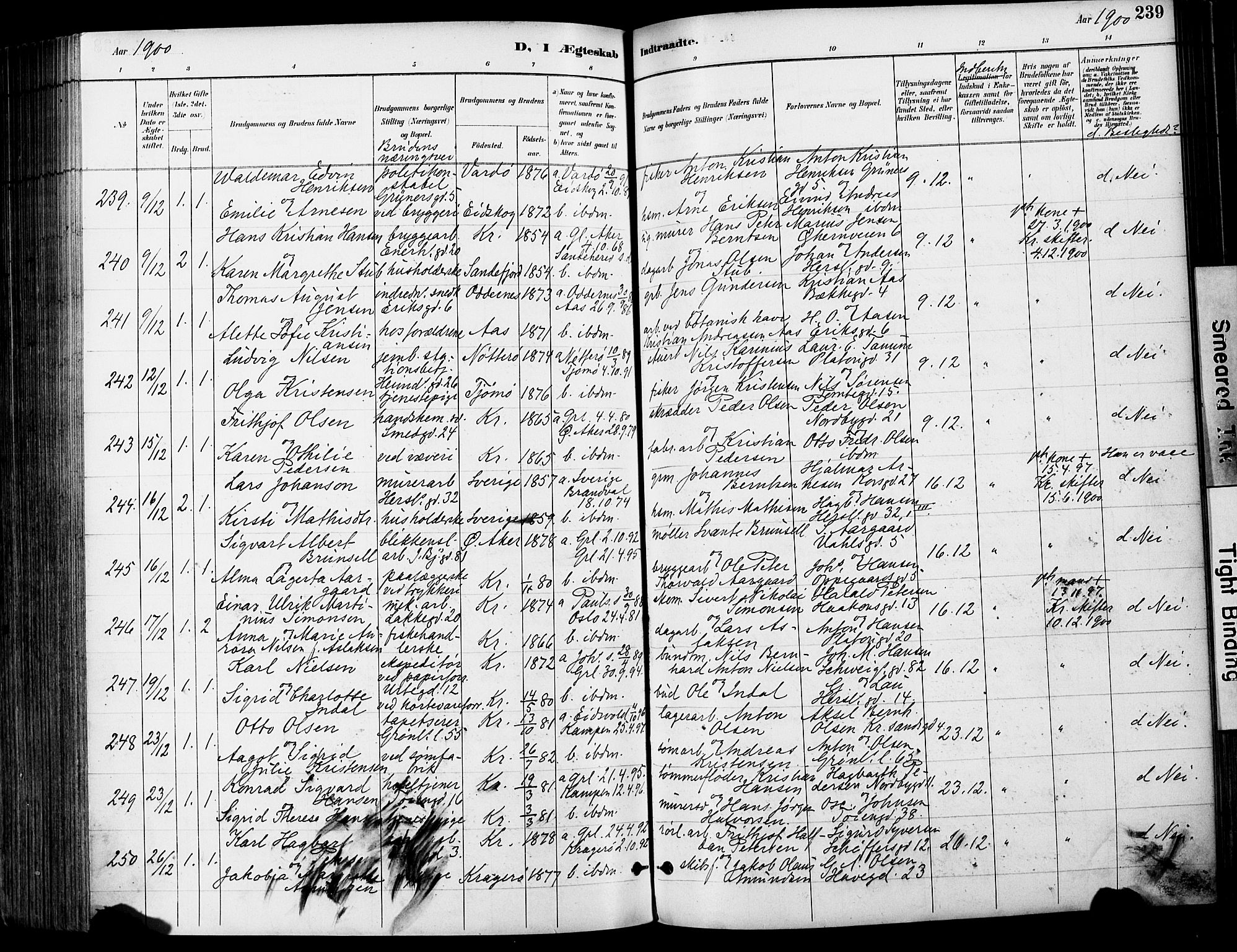Grønland prestekontor Kirkebøker, SAO/A-10848/F/Fa/L0013: Parish register (official) no. 13, 1887-1906, p. 239