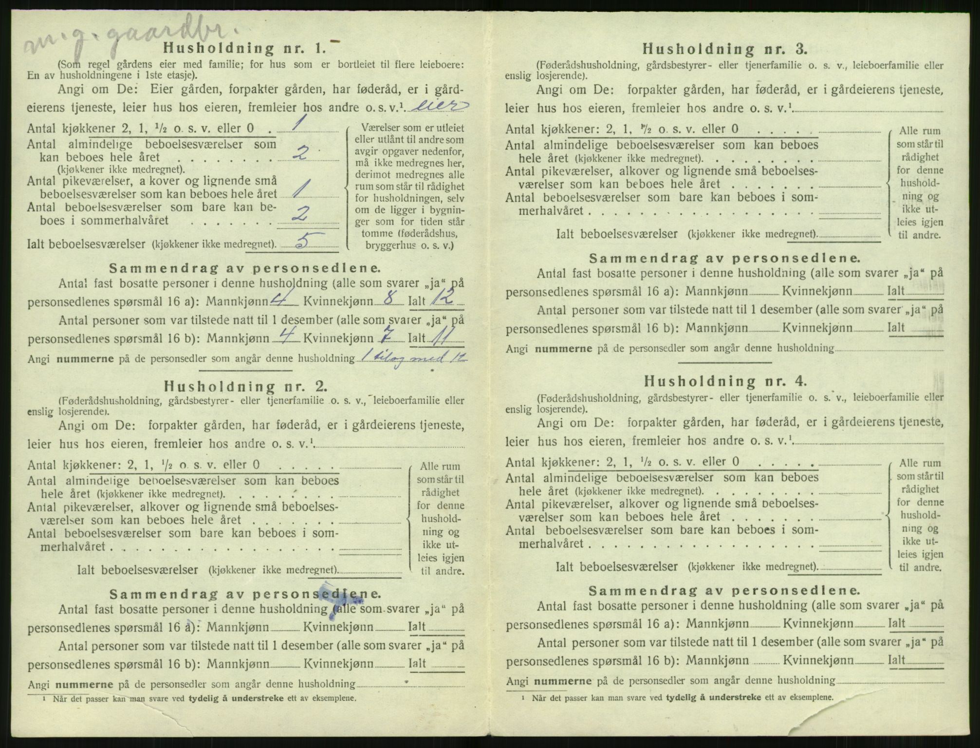 SAT, 1920 census for Sunnylven, 1920, p. 571