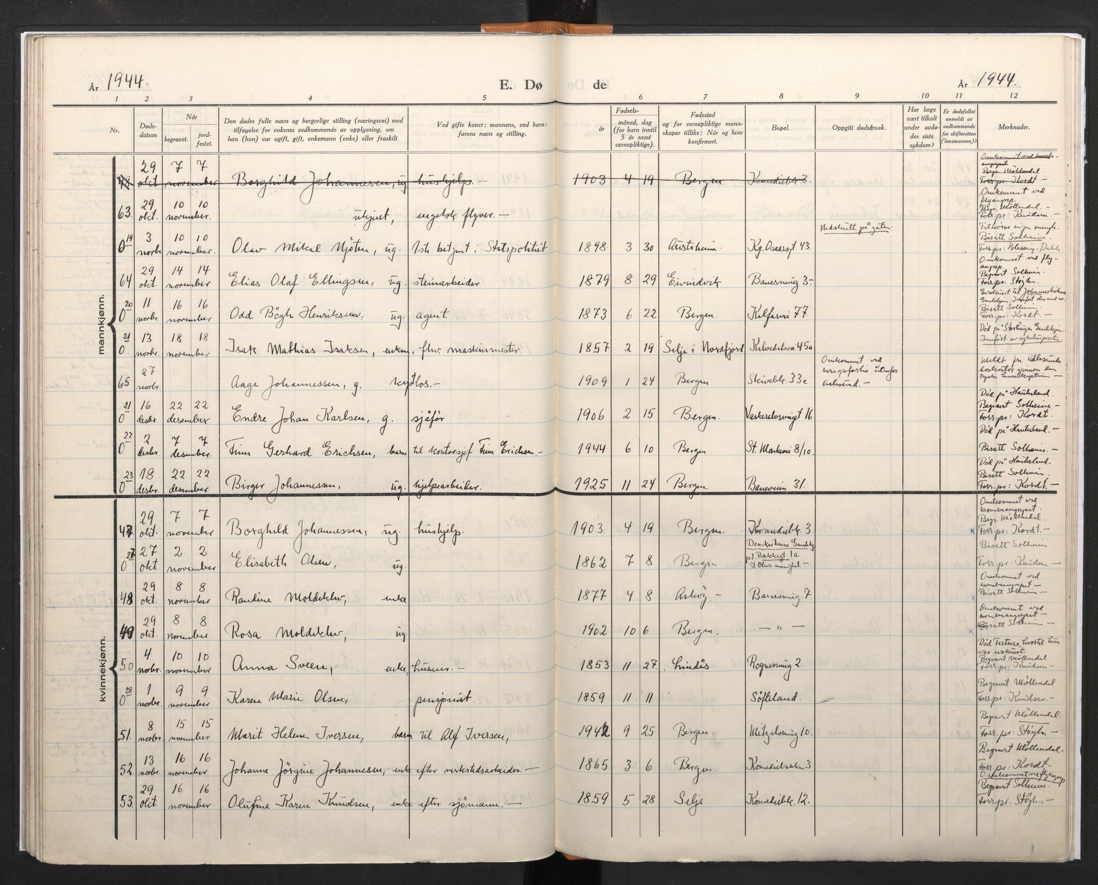 Domkirken sokneprestembete, AV/SAB-A-74801/H/Haa/L0017: Parish register (official) no. A 16, 1944-1945