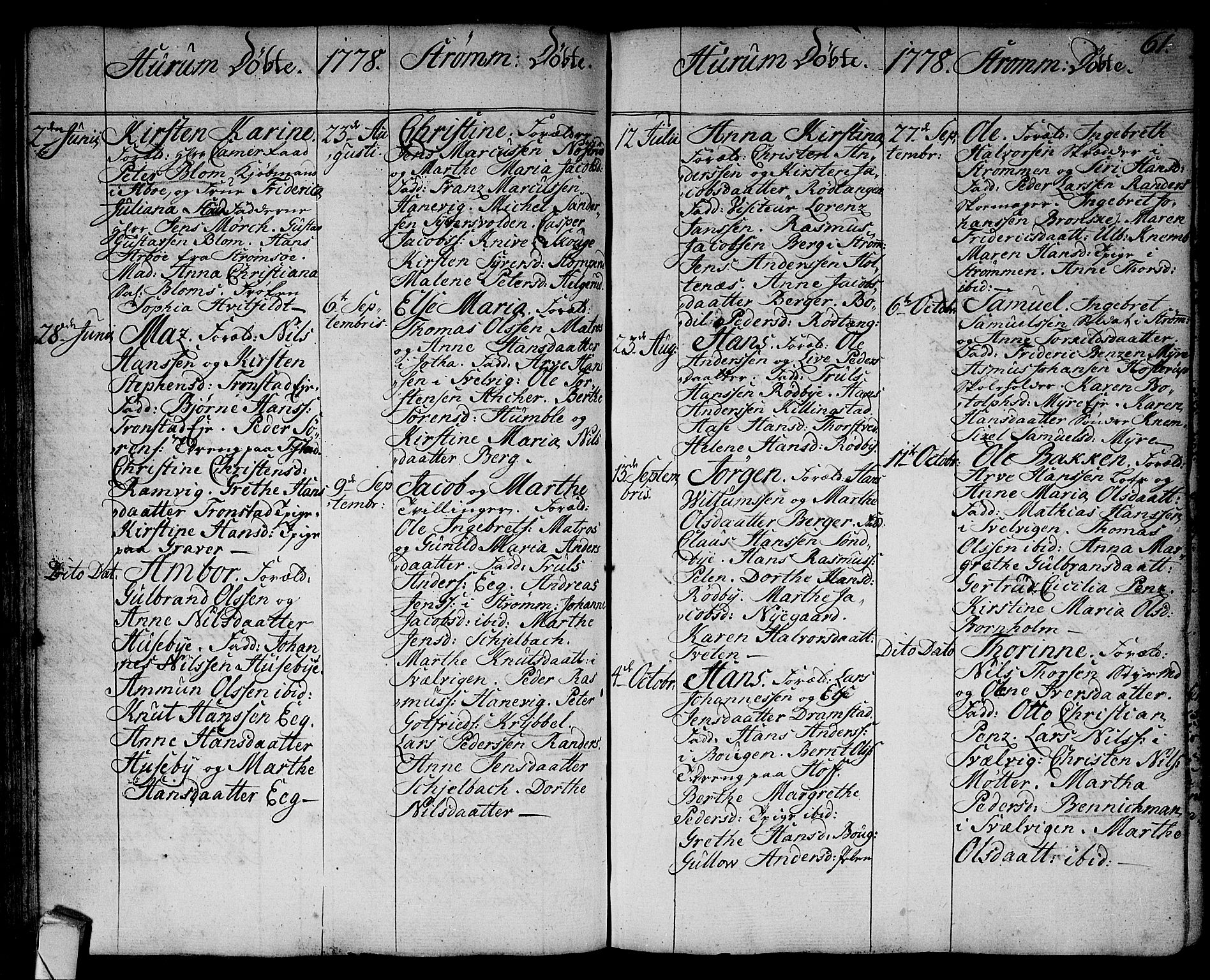 Hurum kirkebøker, SAKO/A-229/F/Fa/L0007: Parish register (official) no. 7, 1771-1810, p. 61