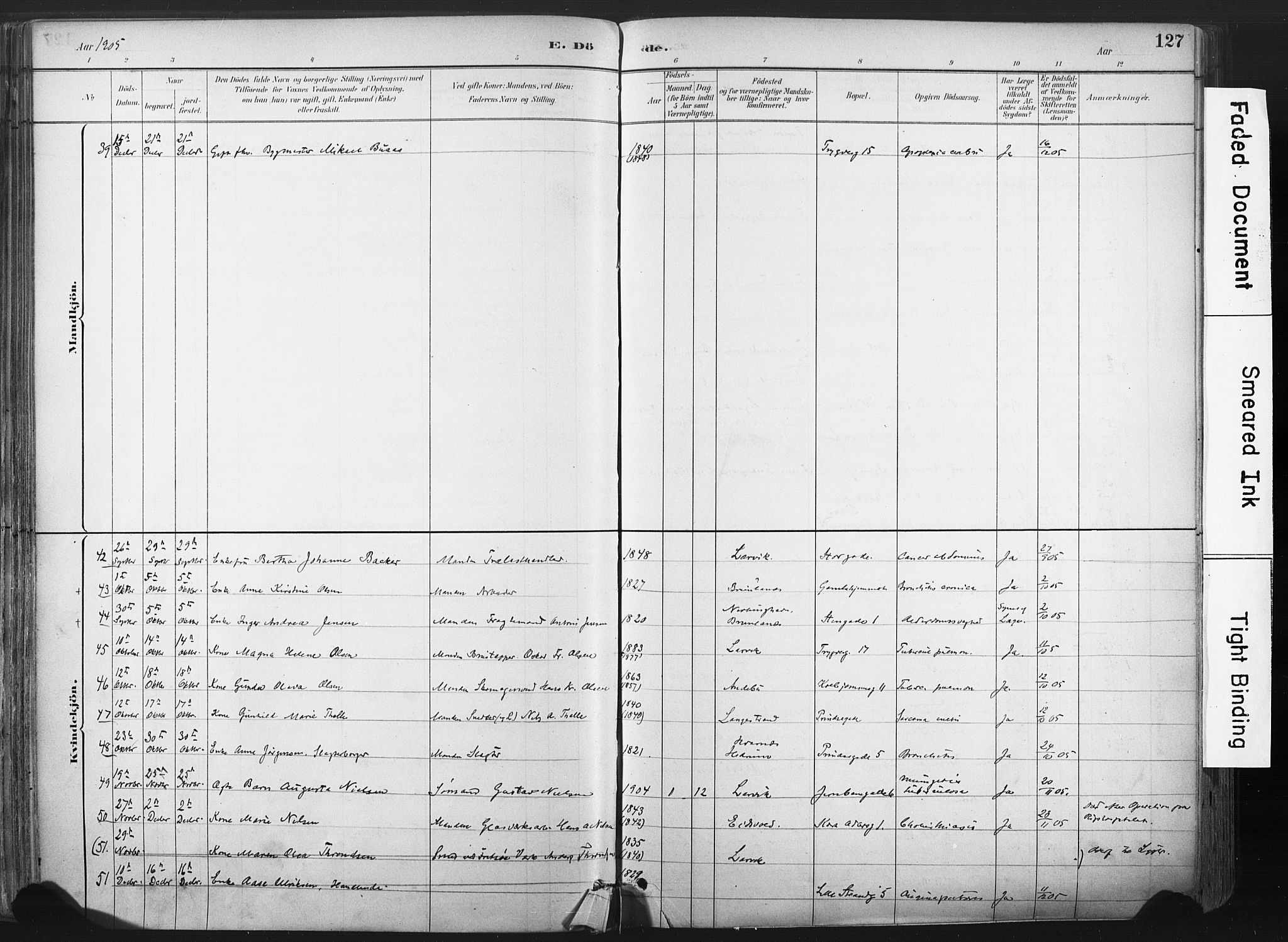 Larvik kirkebøker, SAKO/A-352/F/Fa/L0010: Parish register (official) no. I 10, 1884-1910, p. 127