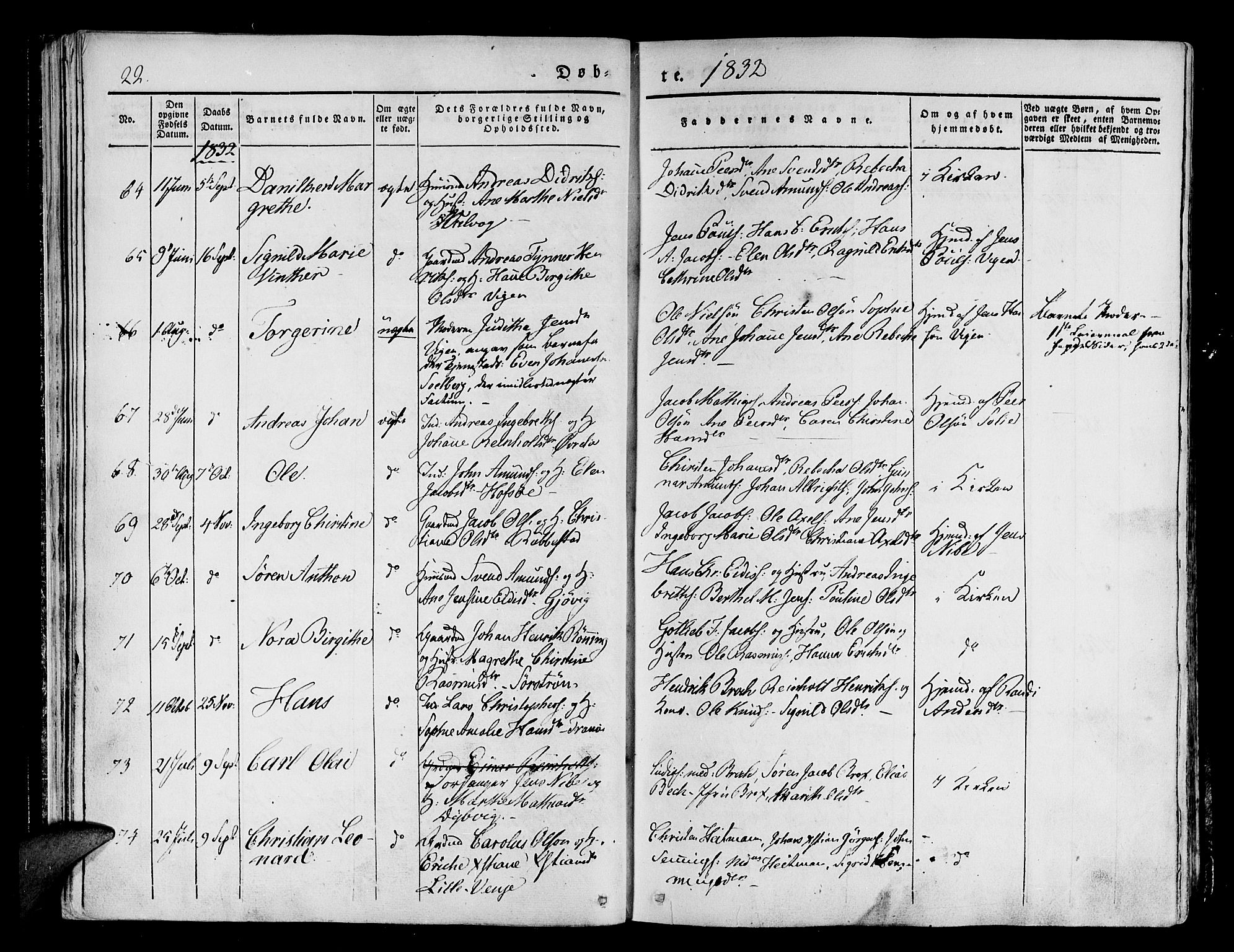 Tranøy sokneprestkontor, SATØ/S-1313/I/Ia/Iaa/L0005kirke: Parish register (official) no. 5, 1829-1844, p. 22