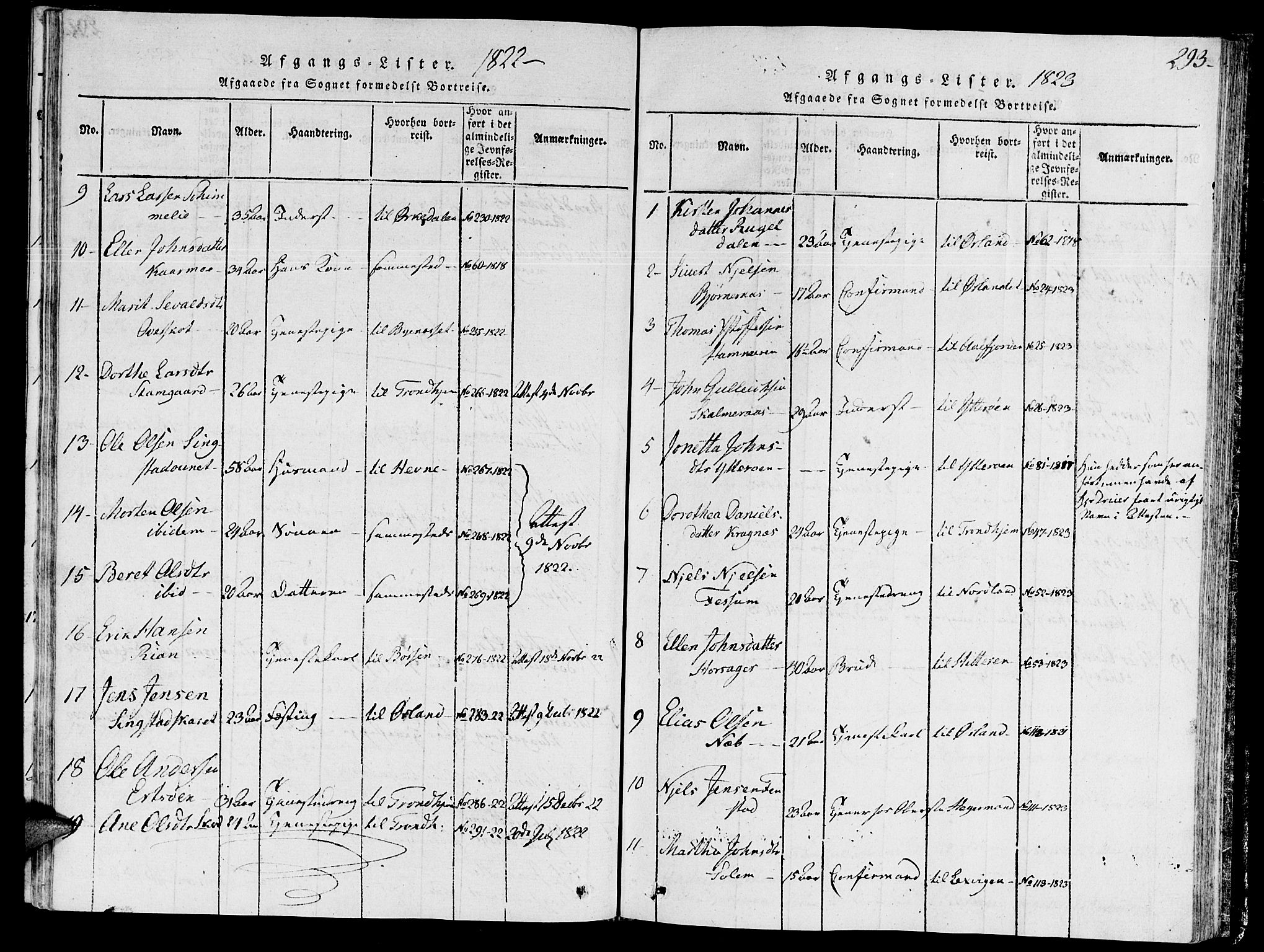 Ministerialprotokoller, klokkerbøker og fødselsregistre - Sør-Trøndelag, AV/SAT-A-1456/646/L0608: Parish register (official) no. 646A06, 1816-1825, p. 293