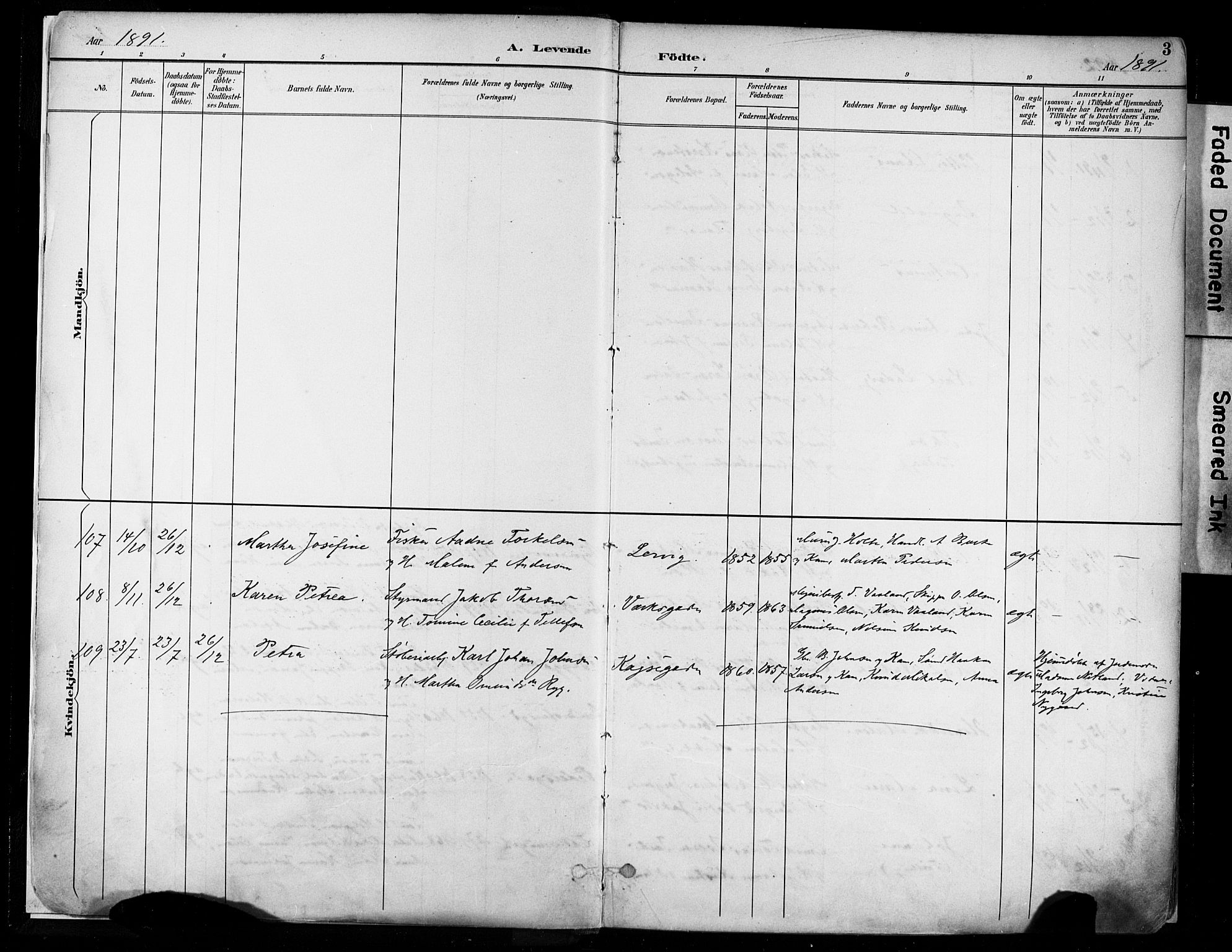 St. Johannes sokneprestkontor, AV/SAST-A-101814/001/30/30BA/L0004: Parish register (official) no. A 4, 1891-1899, p. 3