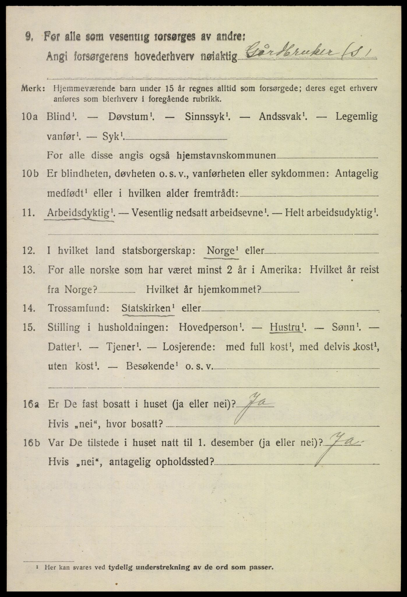 SAH, 1920 census for Vardal, 1920, p. 2576