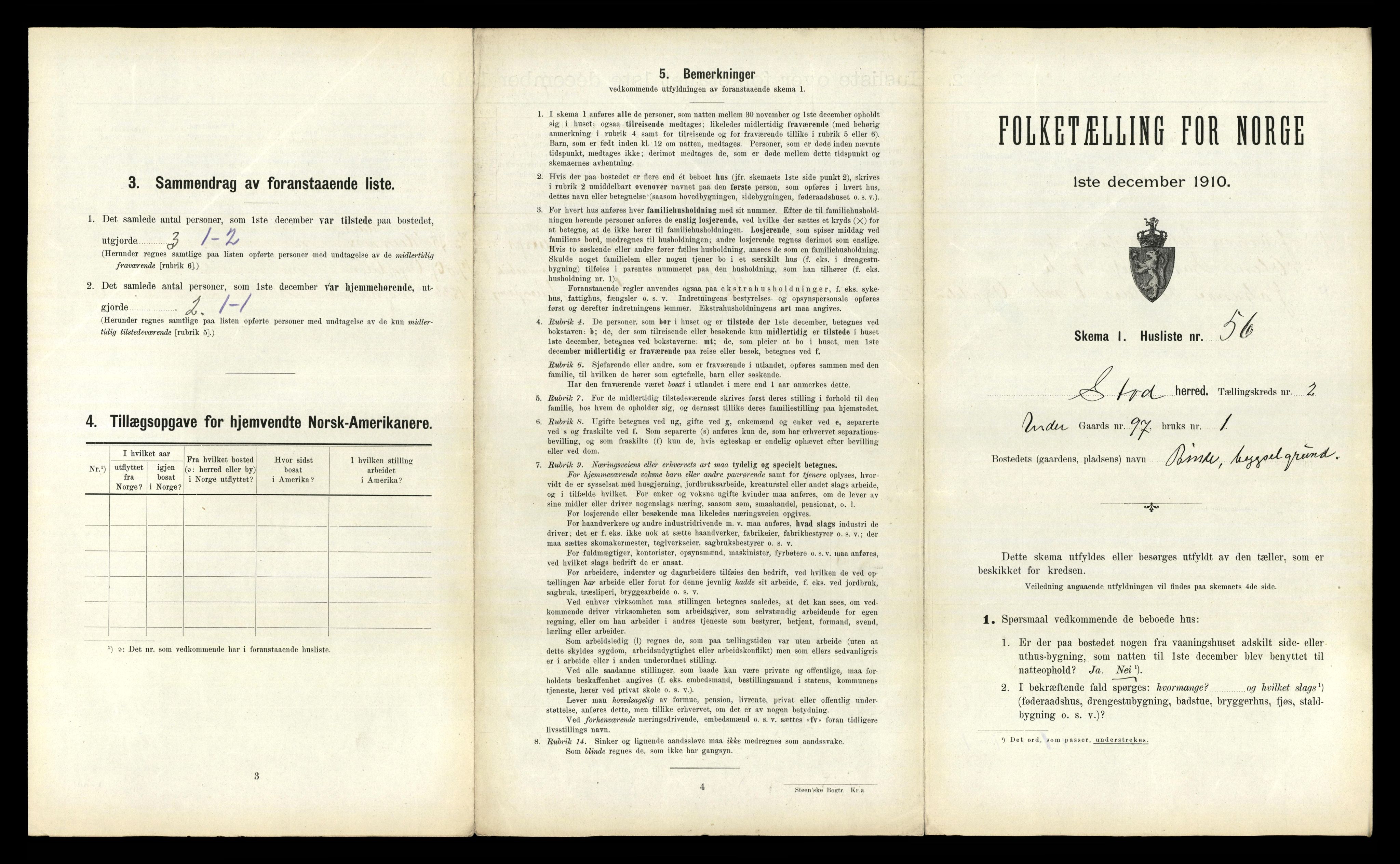 RA, 1910 census for Stod, 1910, p. 255