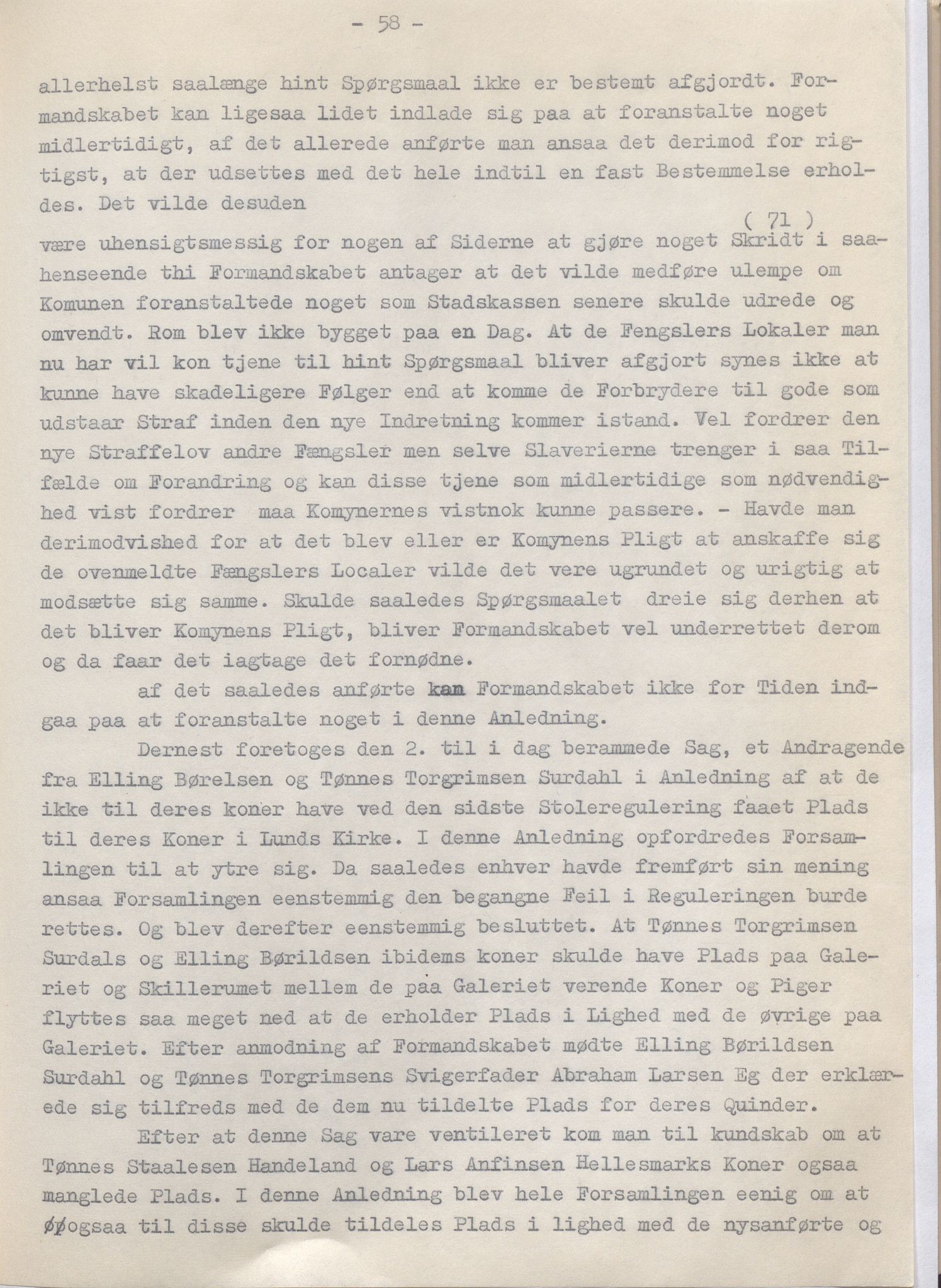 Lund kommune - Formannskapet/Formannskapskontoret, IKAR/K-101761/A/Aa/Aaa/L0002: Forhandlingsprotokoll, 1837-1865, p. 58