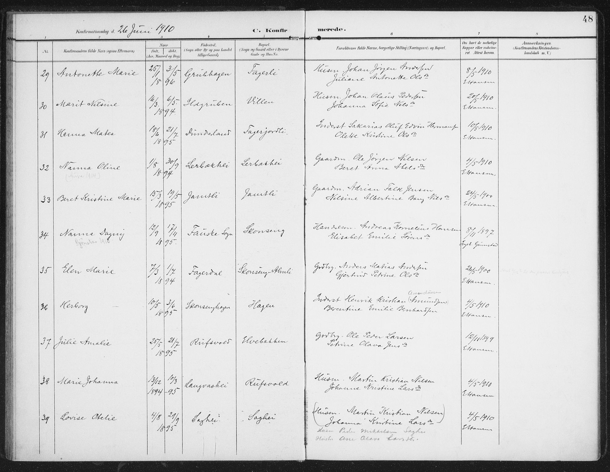 Ministerialprotokoller, klokkerbøker og fødselsregistre - Nordland, AV/SAT-A-1459/827/L0403: Parish register (official) no. 827A15, 1903-1912, p. 48