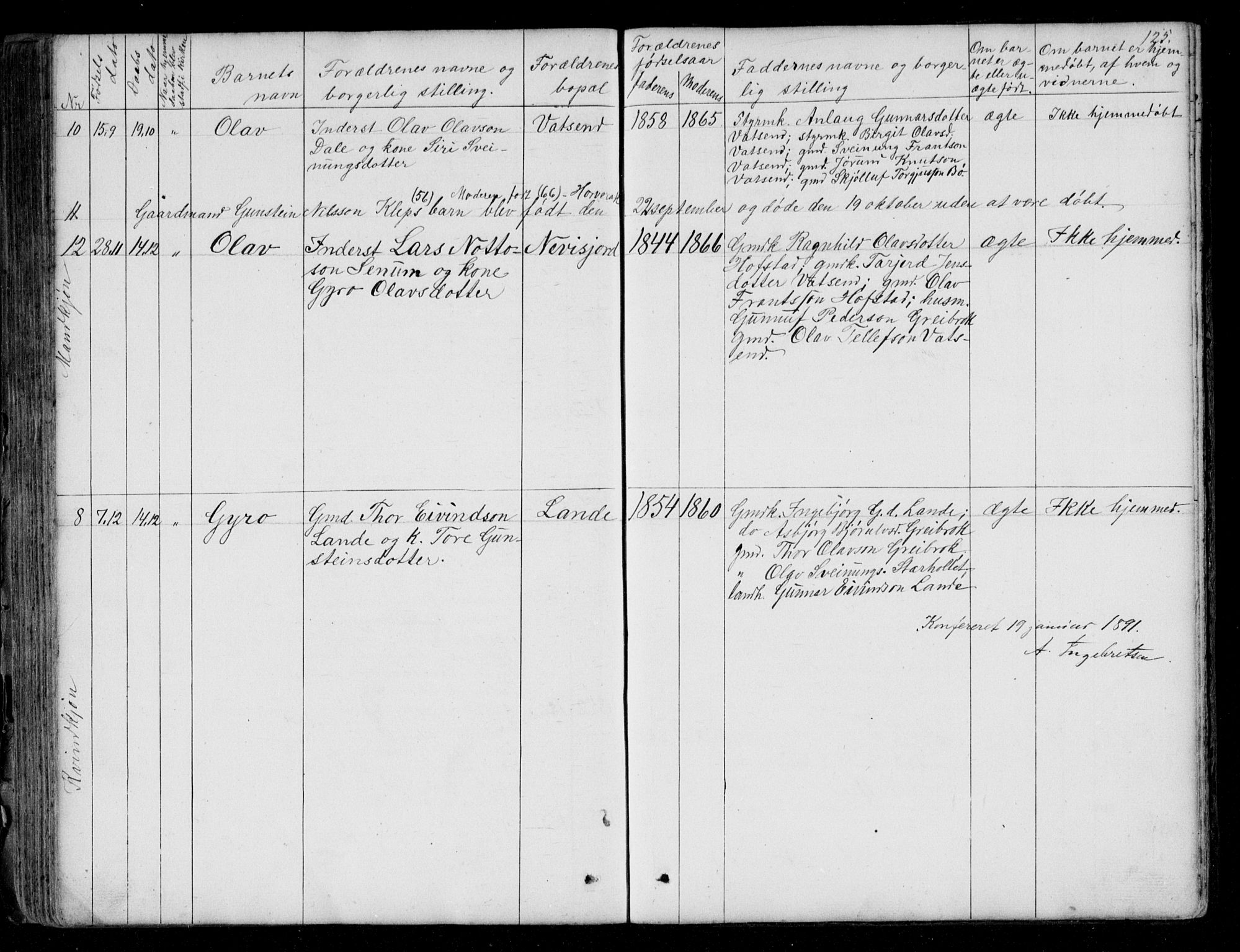 Bygland sokneprestkontor, AV/SAK-1111-0006/F/Fb/Fbd/L0001: Parish register (copy) no. B 1, 1848-1895, p. 125