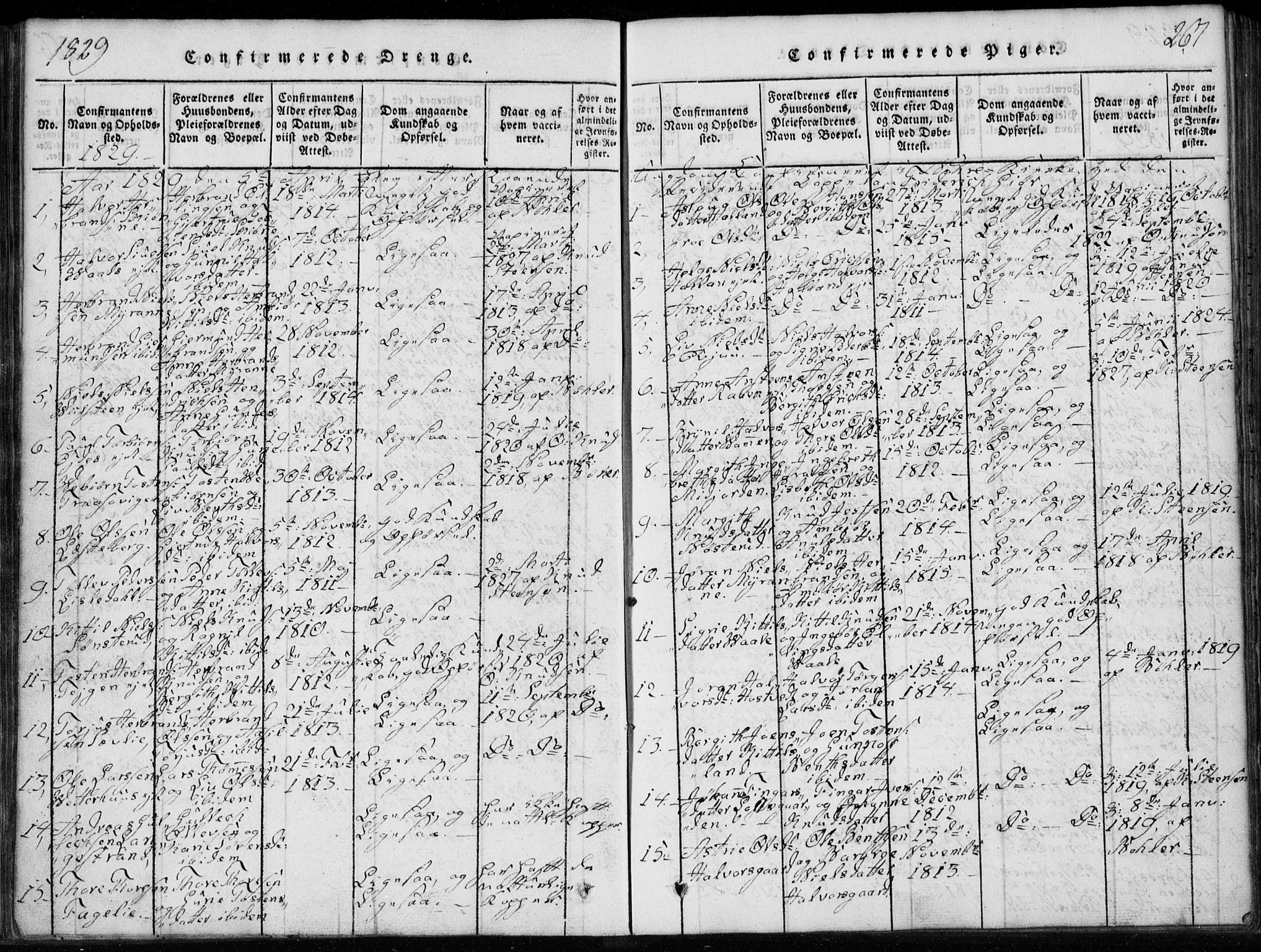 Rollag kirkebøker, SAKO/A-240/G/Ga/L0001: Parish register (copy) no. I 1, 1814-1831, p. 267