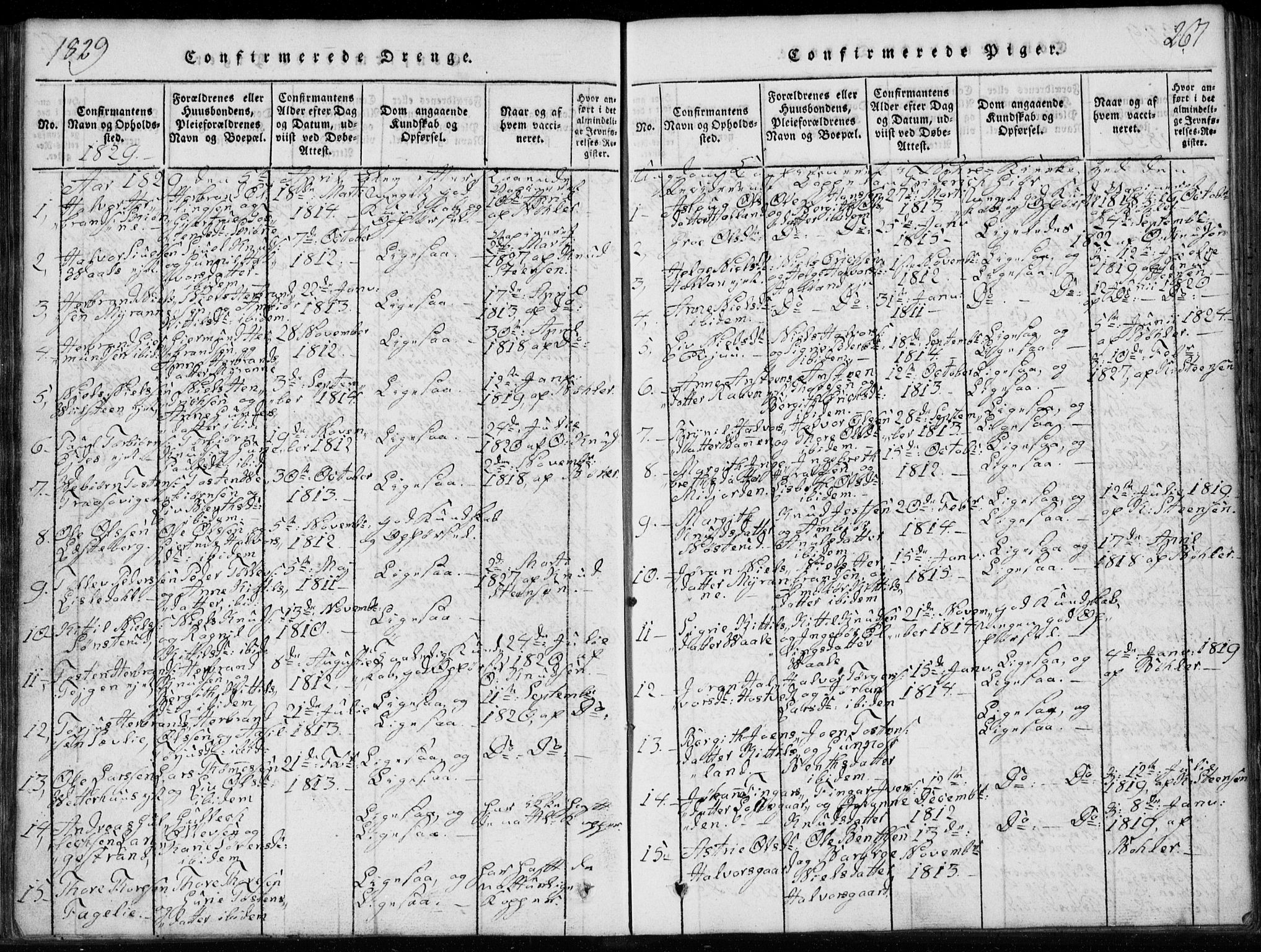 Rollag kirkebøker, AV/SAKO-A-240/G/Ga/L0001: Parish register (copy) no. I 1, 1814-1831, p. 267