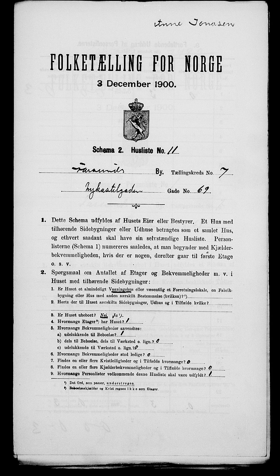 SAK, 1900 census for Farsund, 1900, p. 162