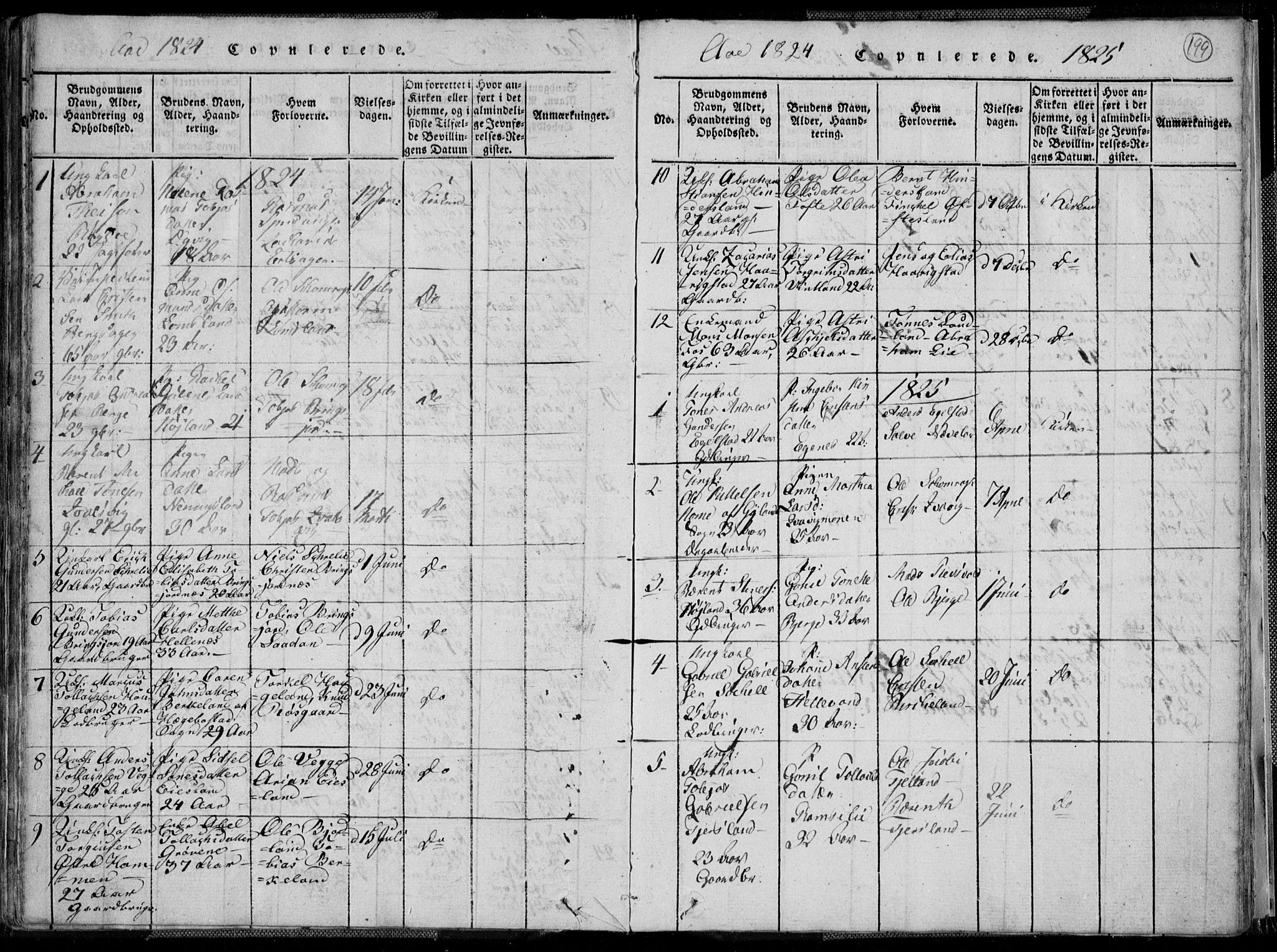 Lyngdal sokneprestkontor, AV/SAK-1111-0029/F/Fa/Fac/L0006: Parish register (official) no. A 6, 1815-1825, p. 199