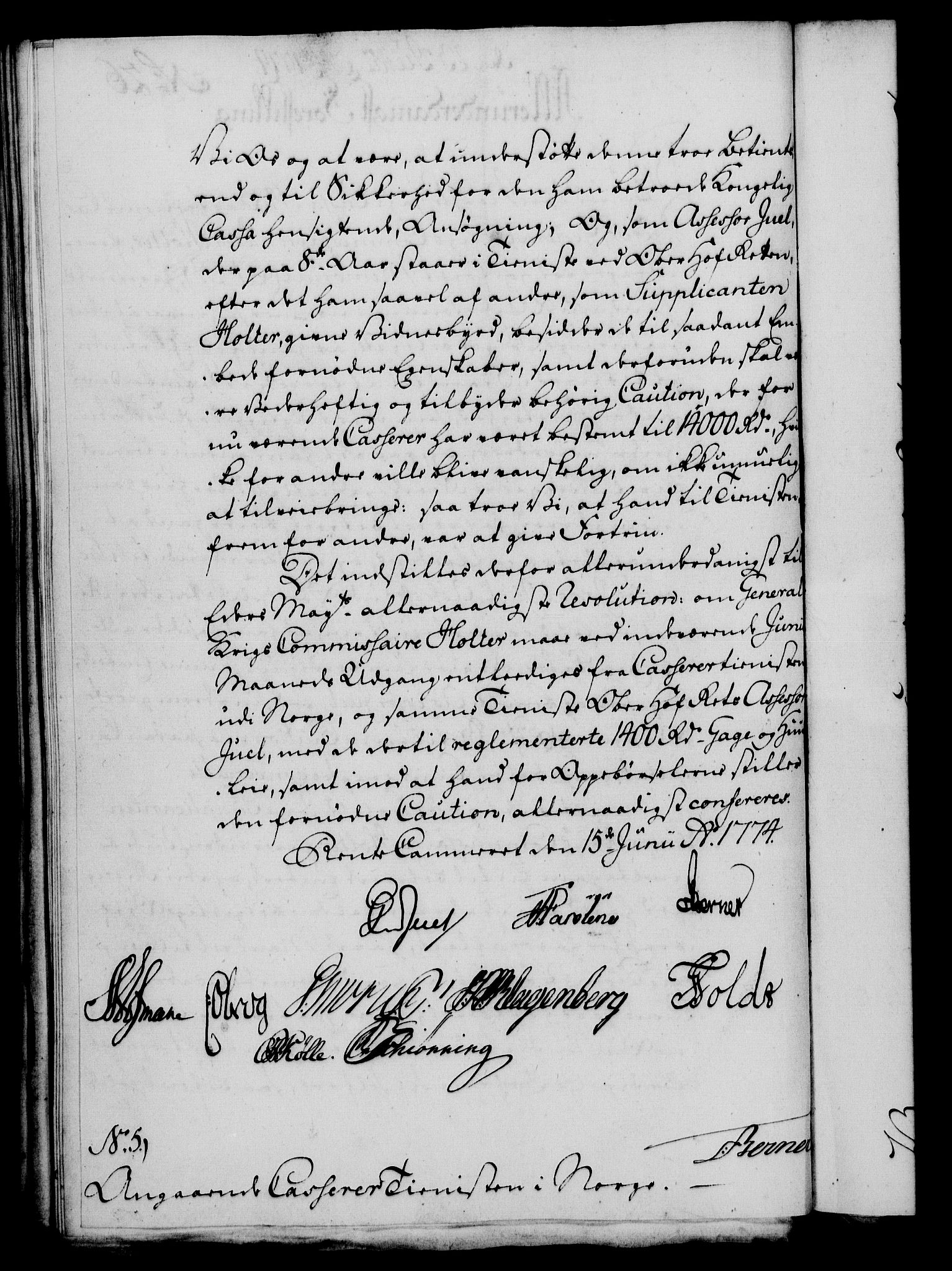 Rentekammeret, Kammerkanselliet, RA/EA-3111/G/Gf/Gfa/L0056: Norsk relasjons- og resolusjonsprotokoll (merket RK 52.56), 1774, p. 119