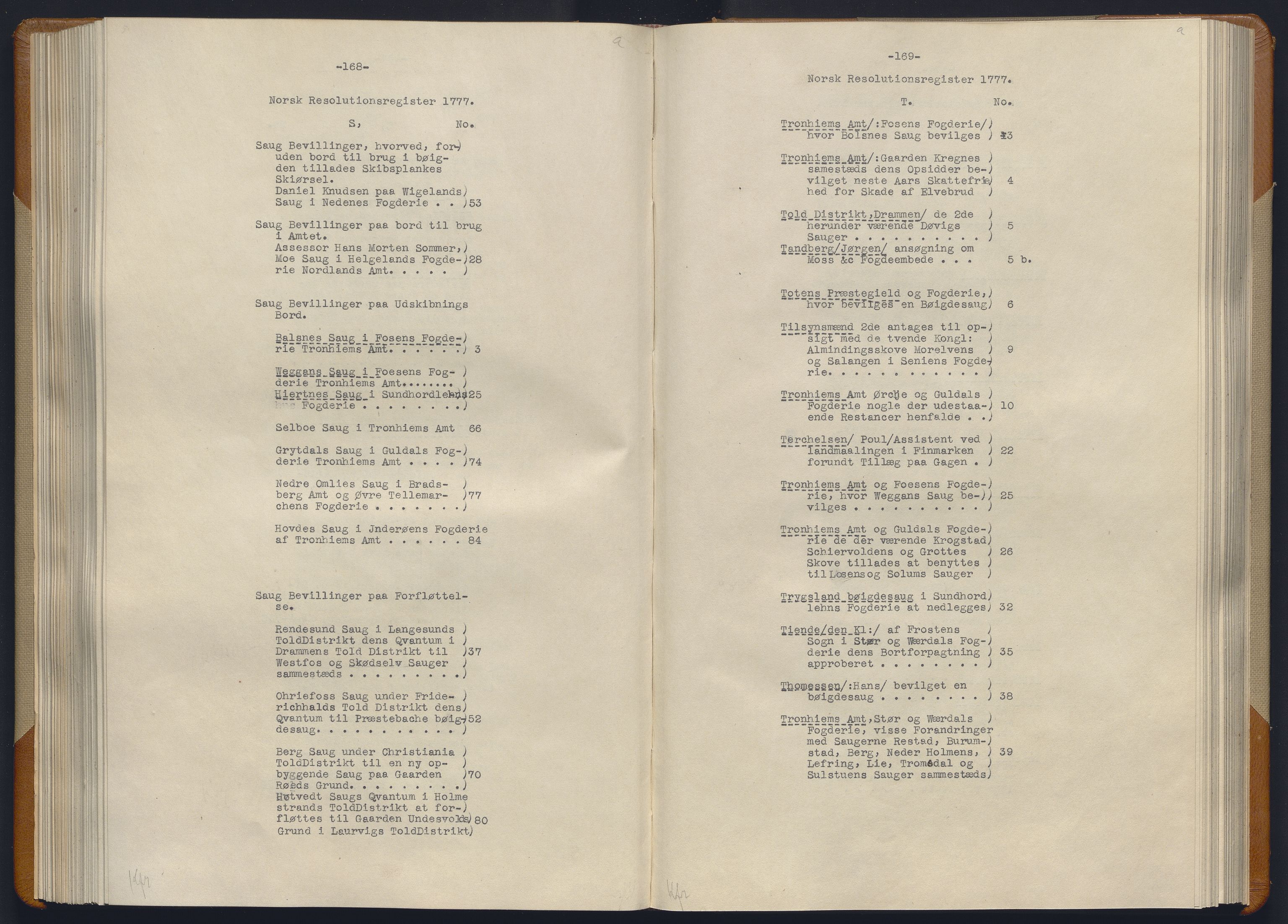 Avskriftsamlingen, AV/RA-EA-4022/F/Fb/L0123: Registratur over norske Relasjons- og  resolusjonsprotokoller, 1773-1780, p. 134