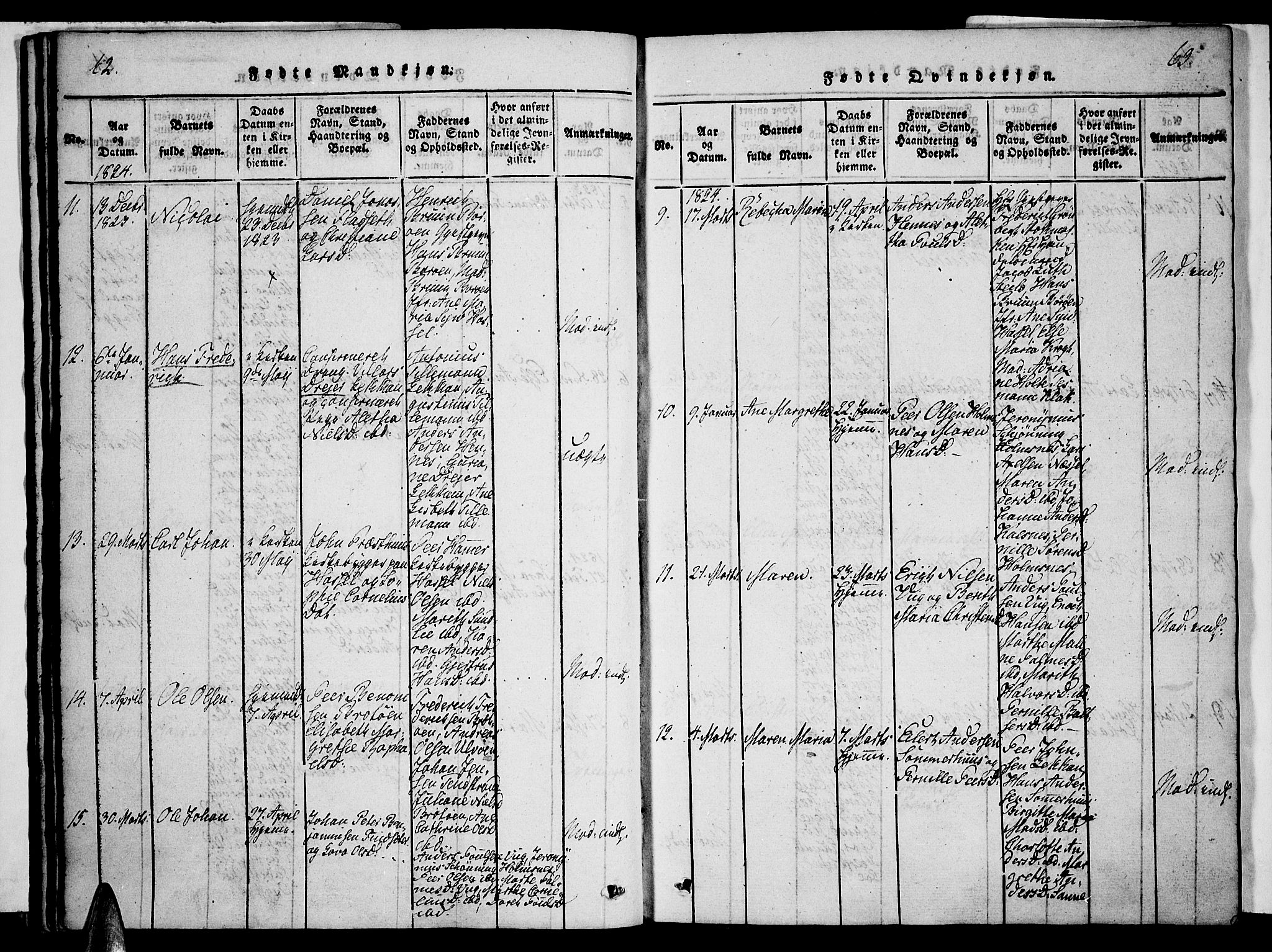 Ministerialprotokoller, klokkerbøker og fødselsregistre - Nordland, AV/SAT-A-1459/888/L1237: Parish register (official) no. 888A05 /1, 1820-1836, p. 62-63