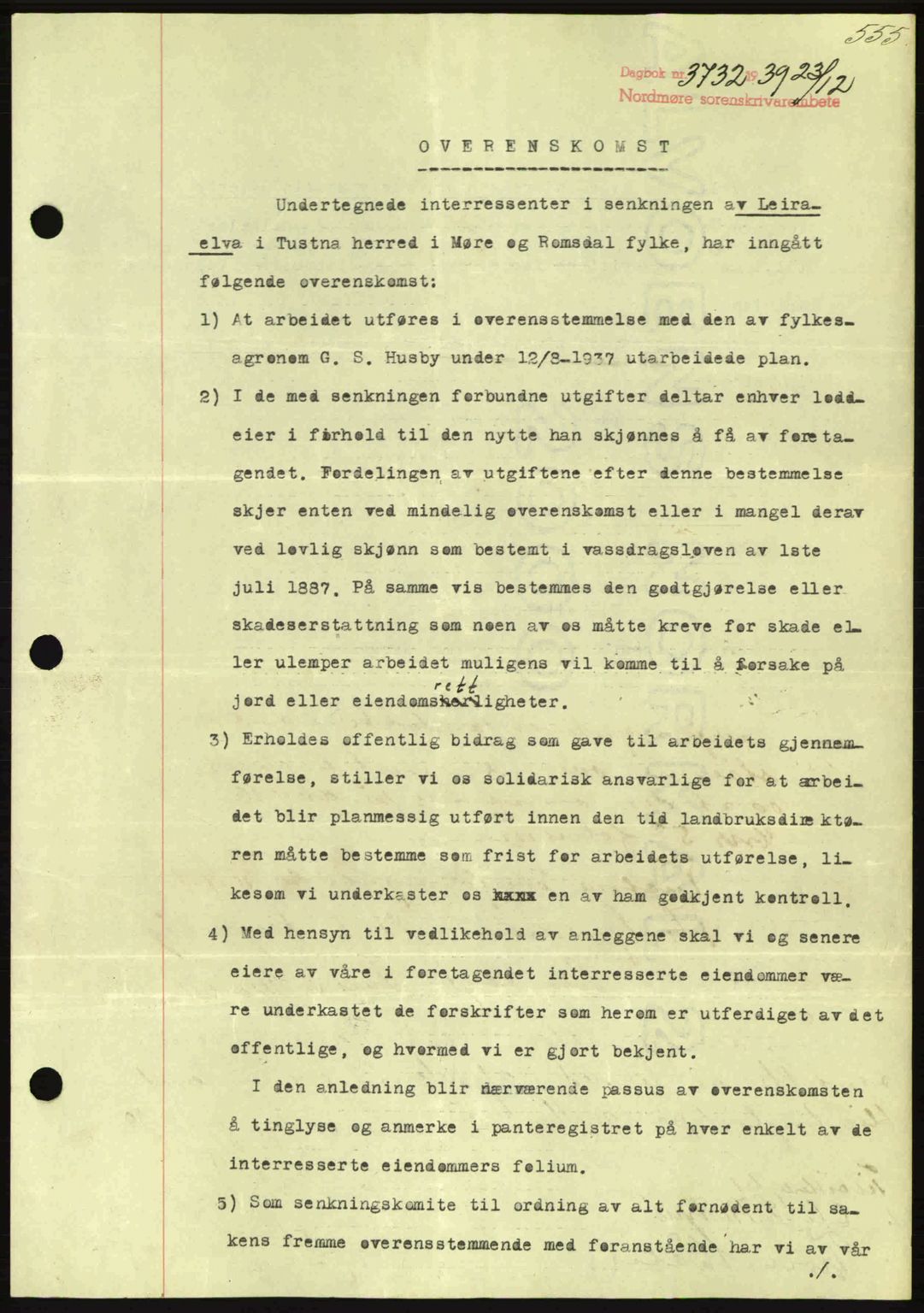 Nordmøre sorenskriveri, AV/SAT-A-4132/1/2/2Ca: Mortgage book no. B86, 1939-1940, Diary no: : 3732/1939