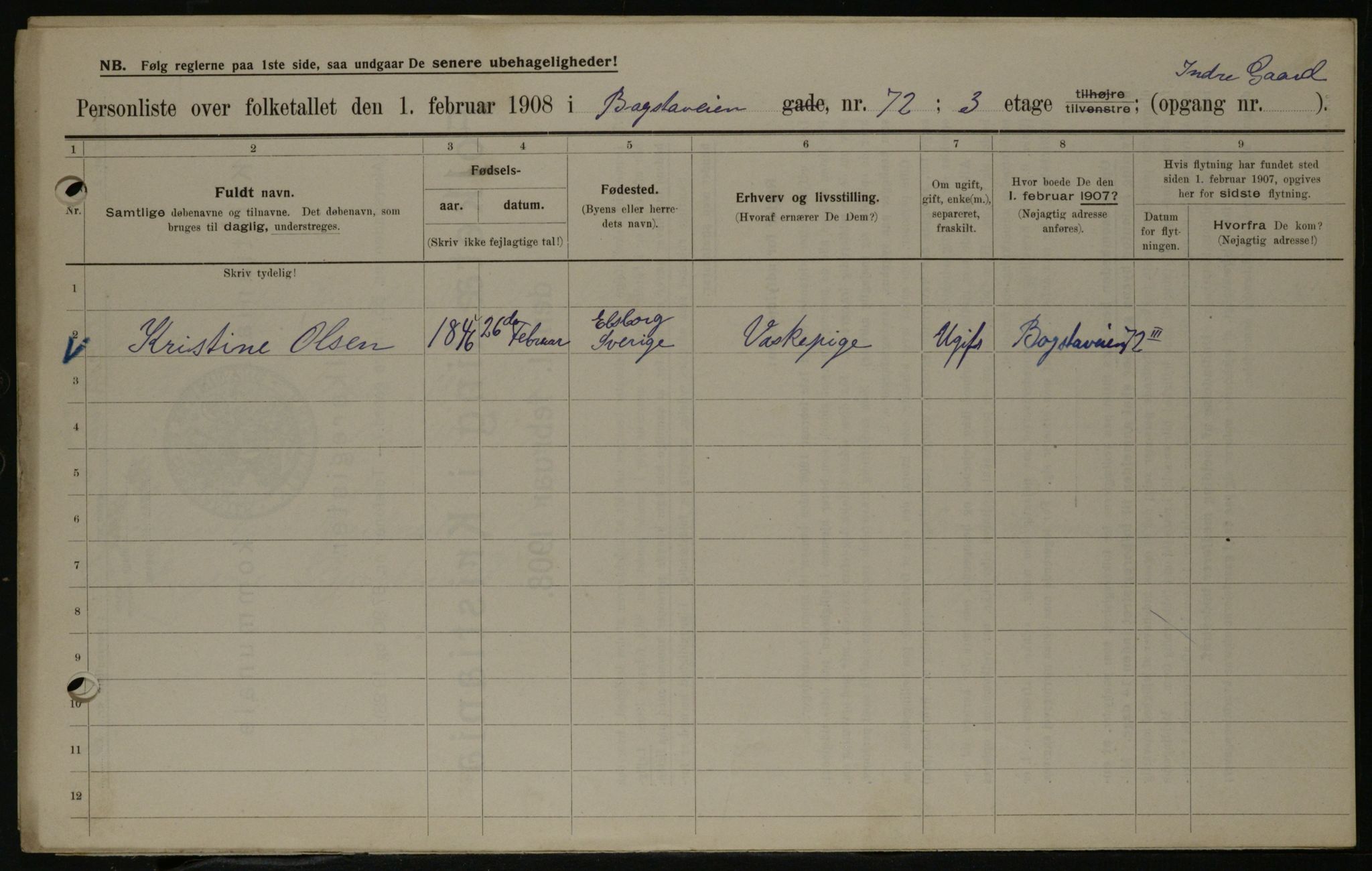 OBA, Municipal Census 1908 for Kristiania, 1908, p. 7392