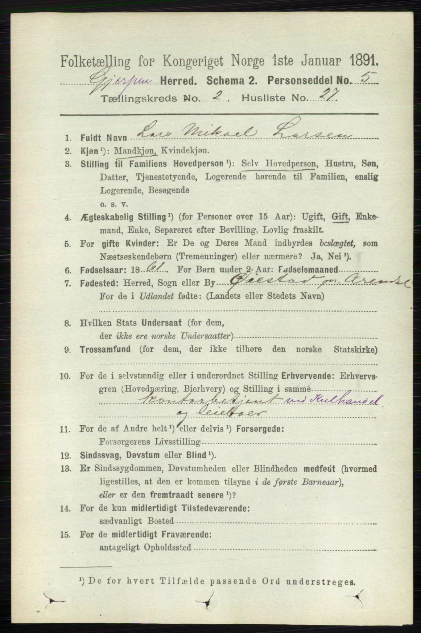 RA, 1891 census for 0812 Gjerpen, 1891, p. 950