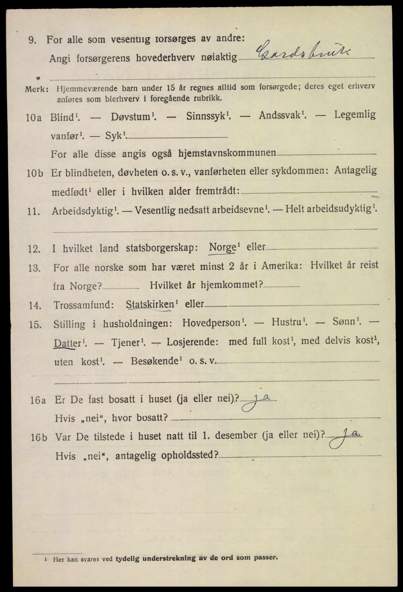 SAK, 1920 census for Bykle, 1920, p. 592