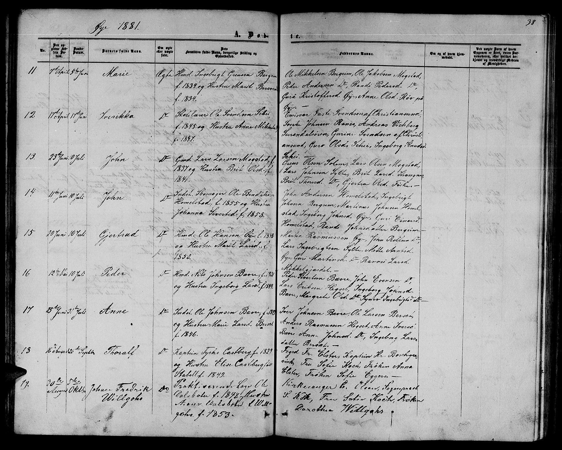 Ministerialprotokoller, klokkerbøker og fødselsregistre - Møre og Romsdal, SAT/A-1454/595/L1051: Parish register (copy) no. 595C03, 1866-1891, p. 38