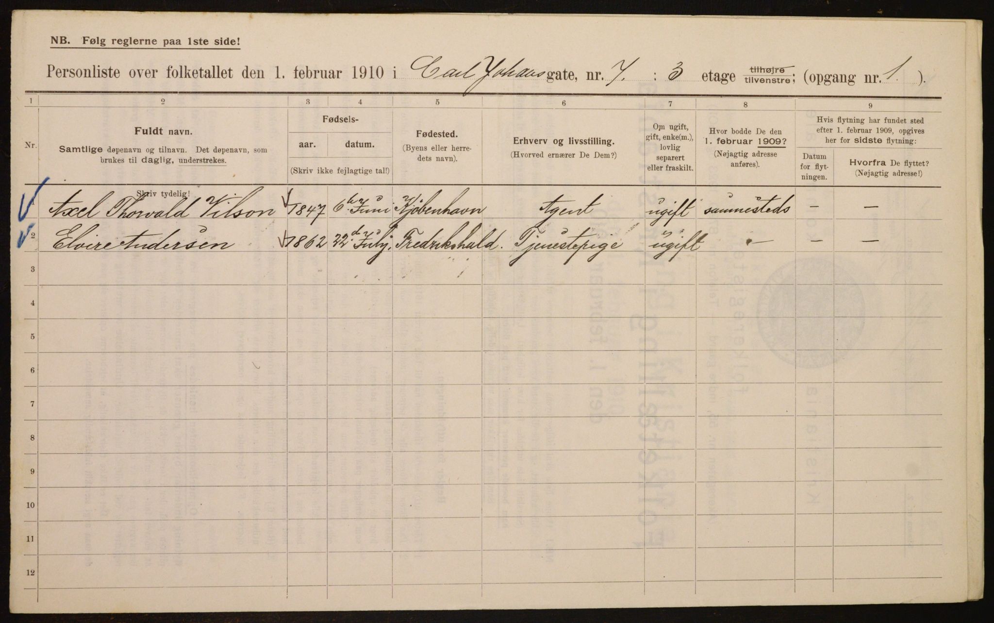 OBA, Municipal Census 1910 for Kristiania, 1910, p. 47318