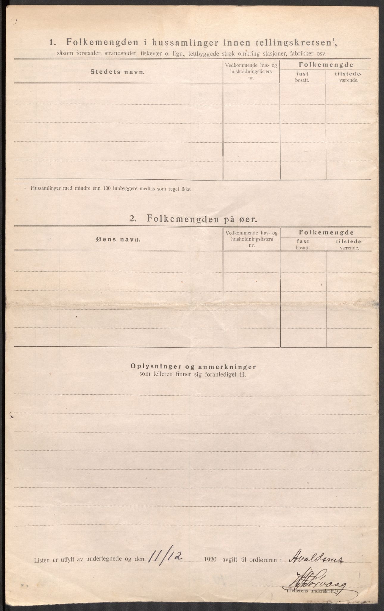 SAST, 1920 census for Avaldsnes, 1920, p. 31