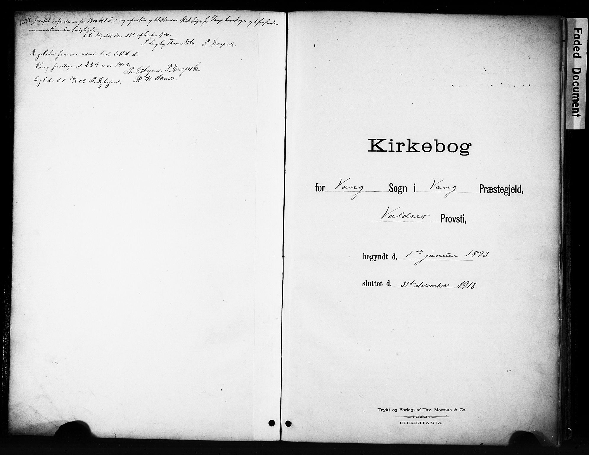 Vang prestekontor, Valdres, SAH/PREST-140/H/Hb/L0006: Parish register (copy) no. 6, 1893-1918