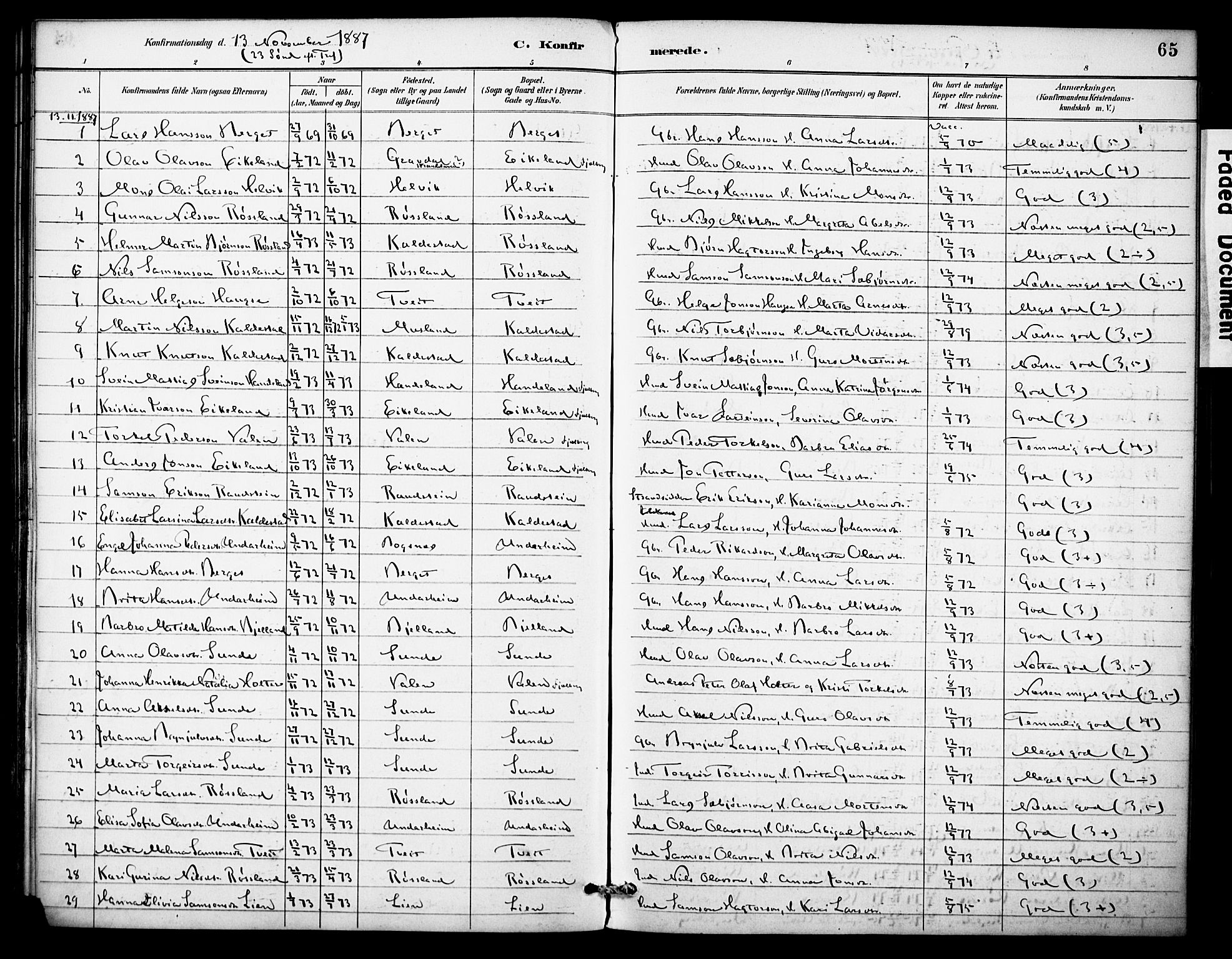 Kvinnherad sokneprestembete, SAB/A-76401/H/Haa: Parish register (official) no. D 1, 1887-1910, p. 65