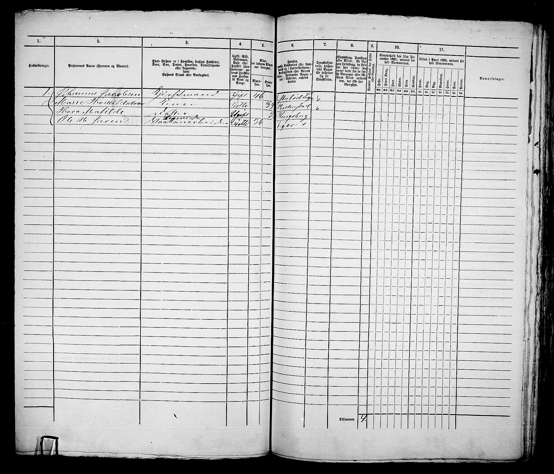 RA, 1865 census for Kongsberg/Kongsberg, 1865, p. 245