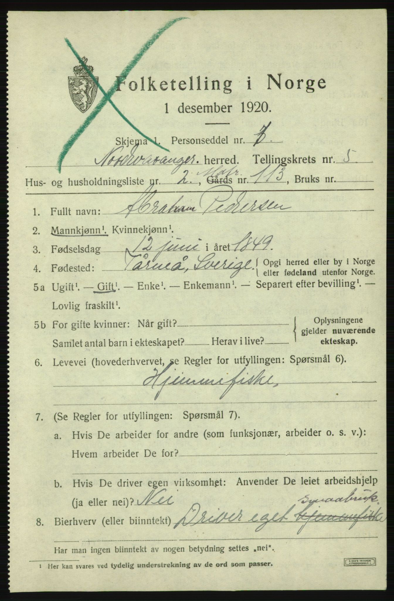 SATØ, 1920 census for Nord-Varanger, 1920, p. 2175