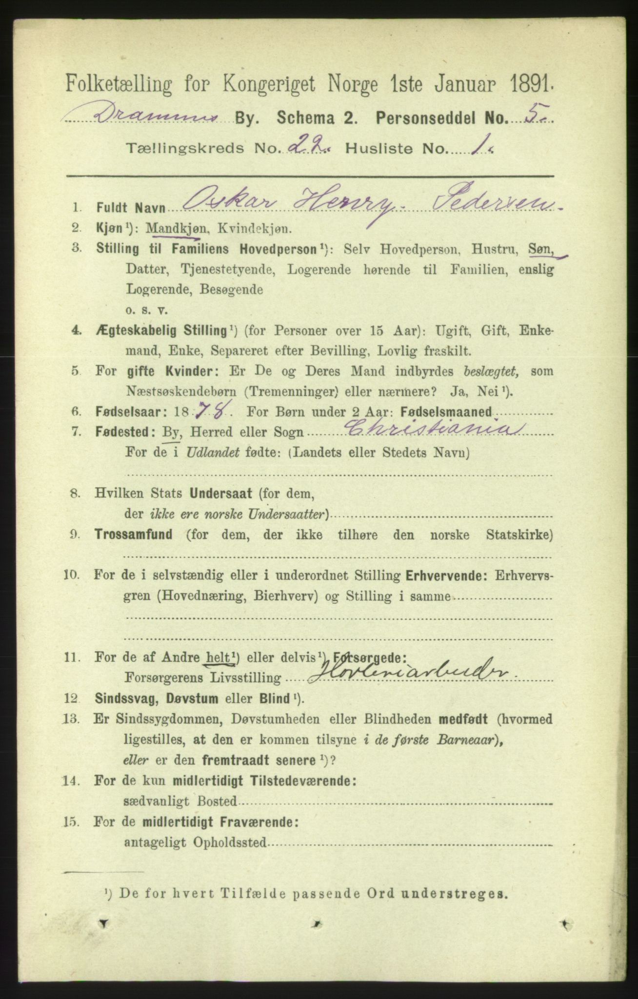 RA, 1891 census for 0602 Drammen, 1891, p. 13554