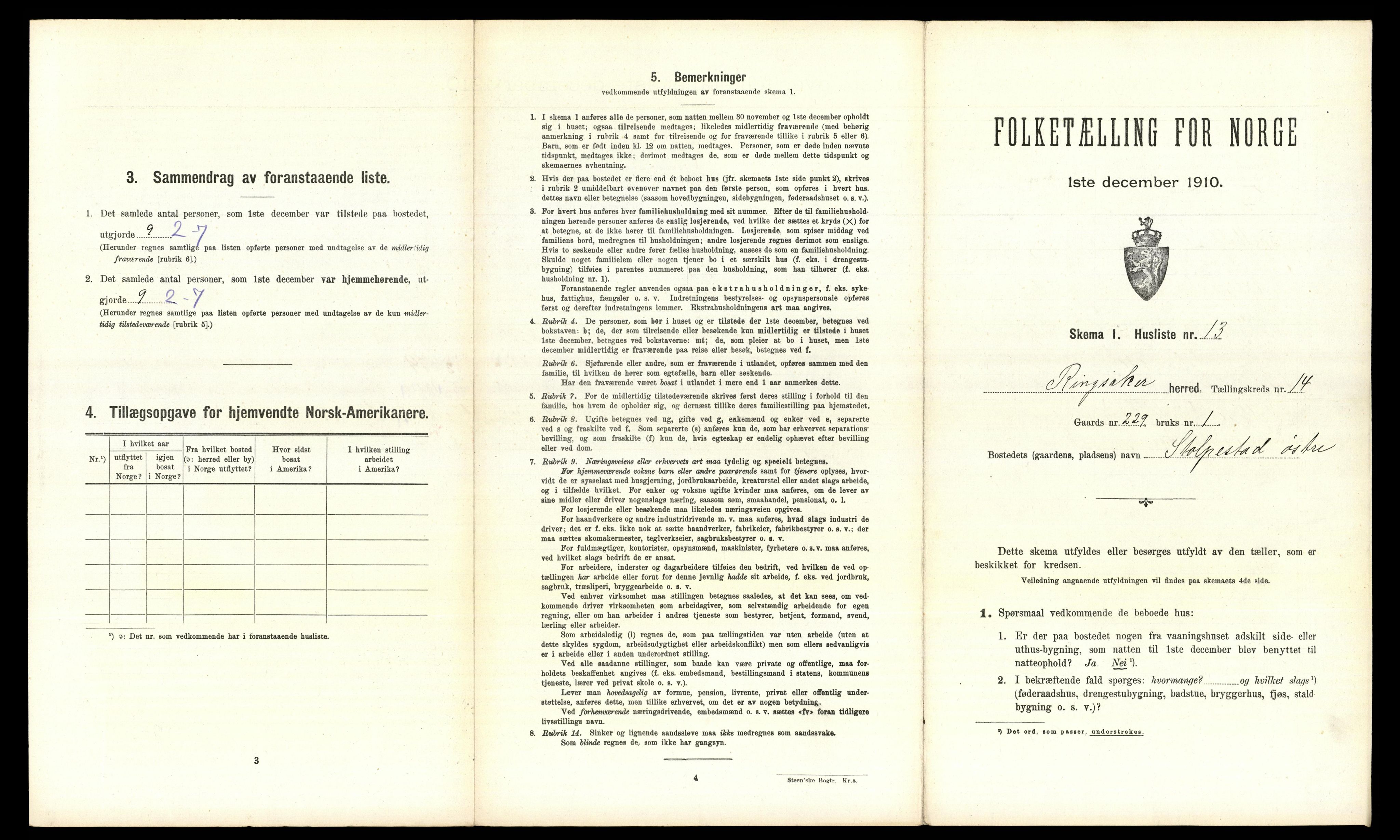 RA, 1910 census for Ringsaker, 1910, p. 2769