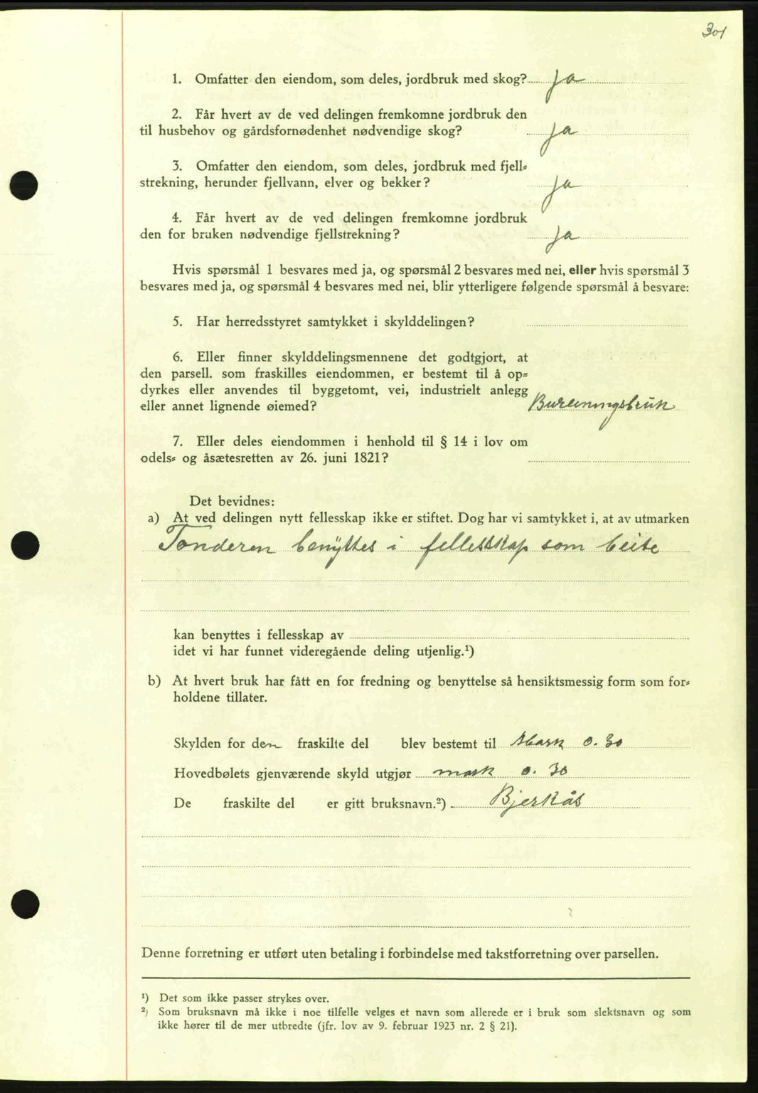 Nordmøre sorenskriveri, AV/SAT-A-4132/1/2/2Ca: Mortgage book no. A96, 1943-1944, Diary no: : 2291/1943