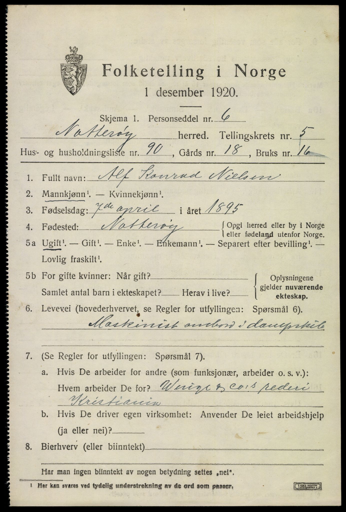 SAKO, 1920 census for Nøtterøy, 1920, p. 8425