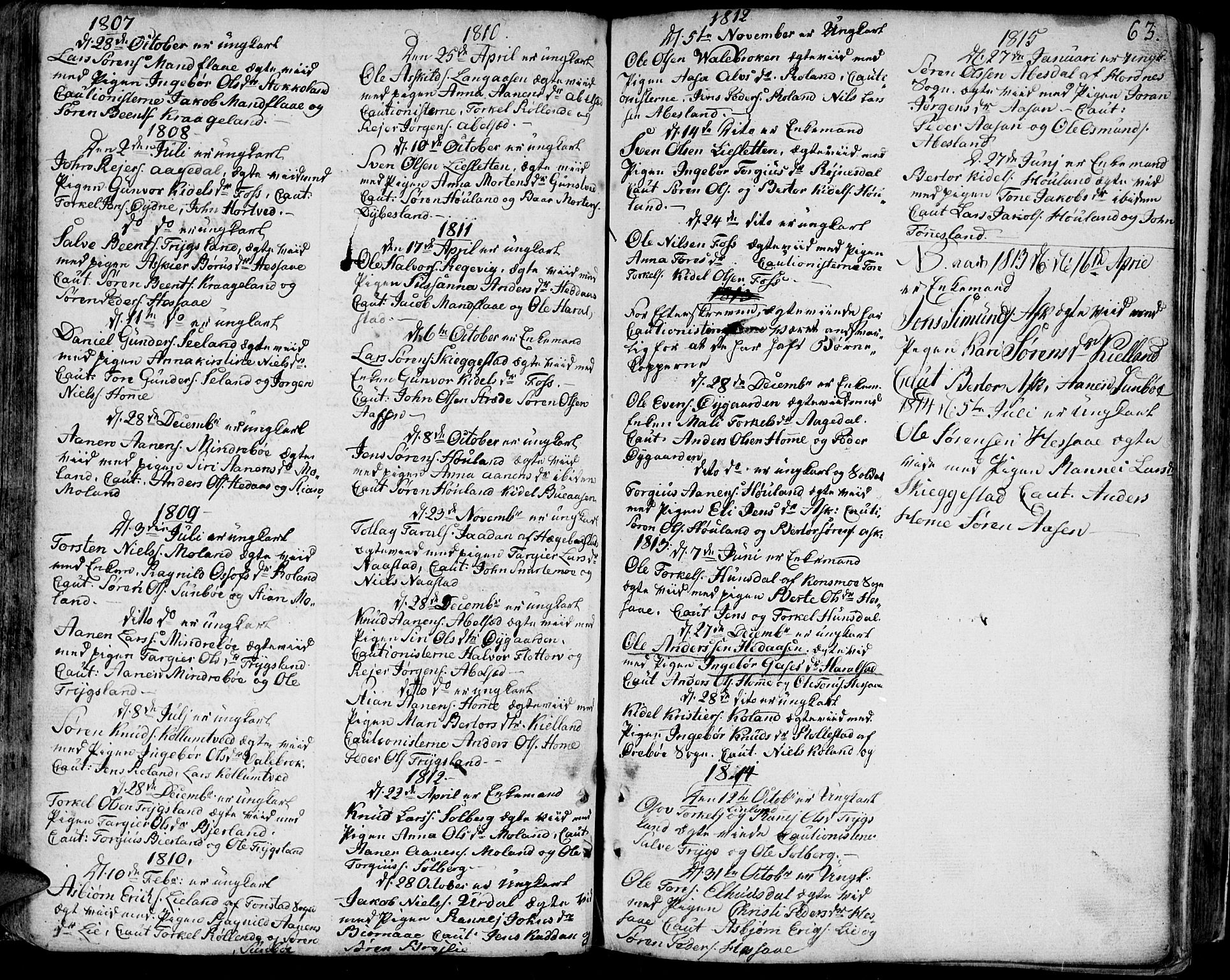 Bjelland sokneprestkontor, SAK/1111-0005/F/Fa/Faa/L0001: Parish register (official) no. A 1 /1, 1793-1815, p. 63
