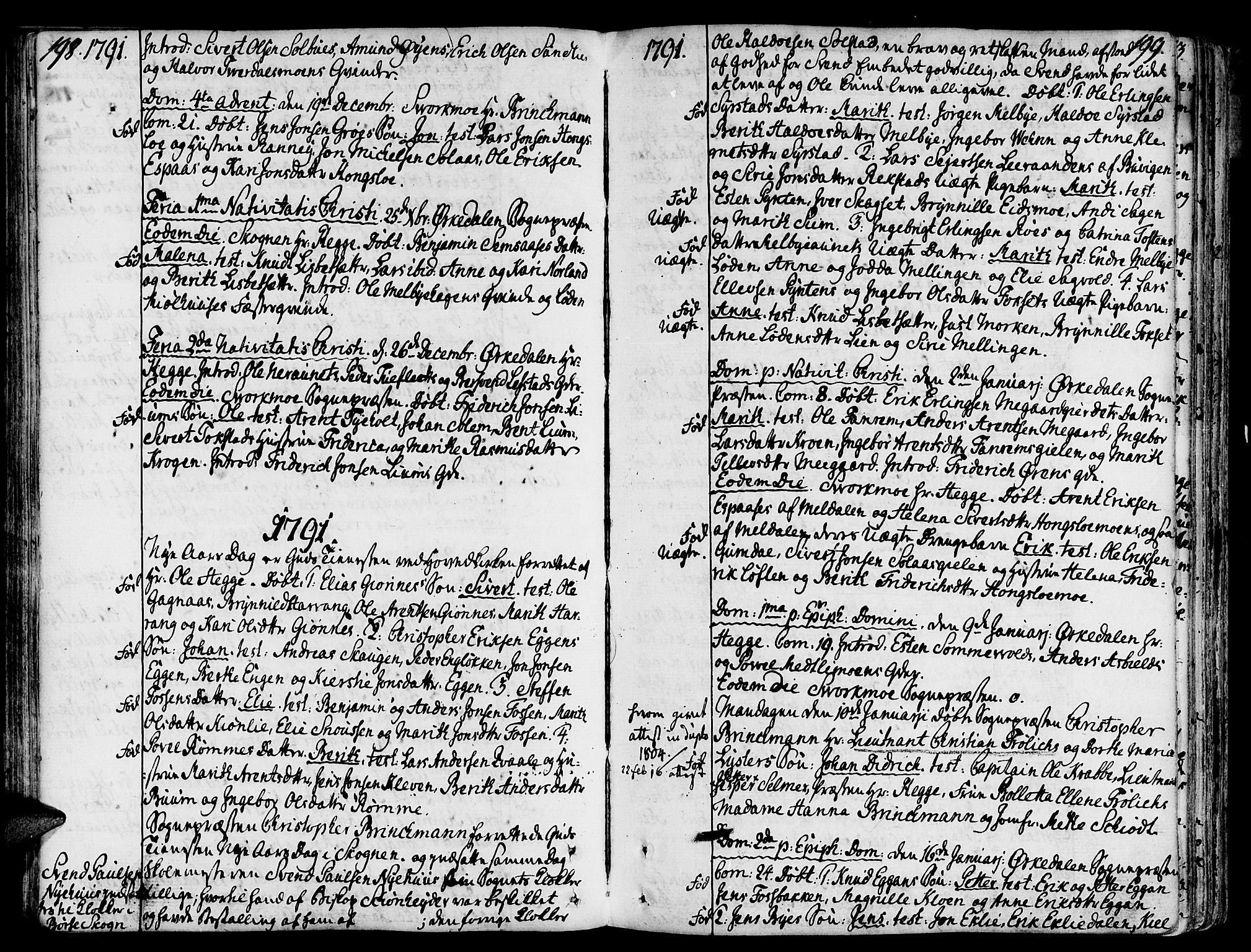 Ministerialprotokoller, klokkerbøker og fødselsregistre - Sør-Trøndelag, SAT/A-1456/668/L0802: Parish register (official) no. 668A02, 1776-1799, p. 198-199