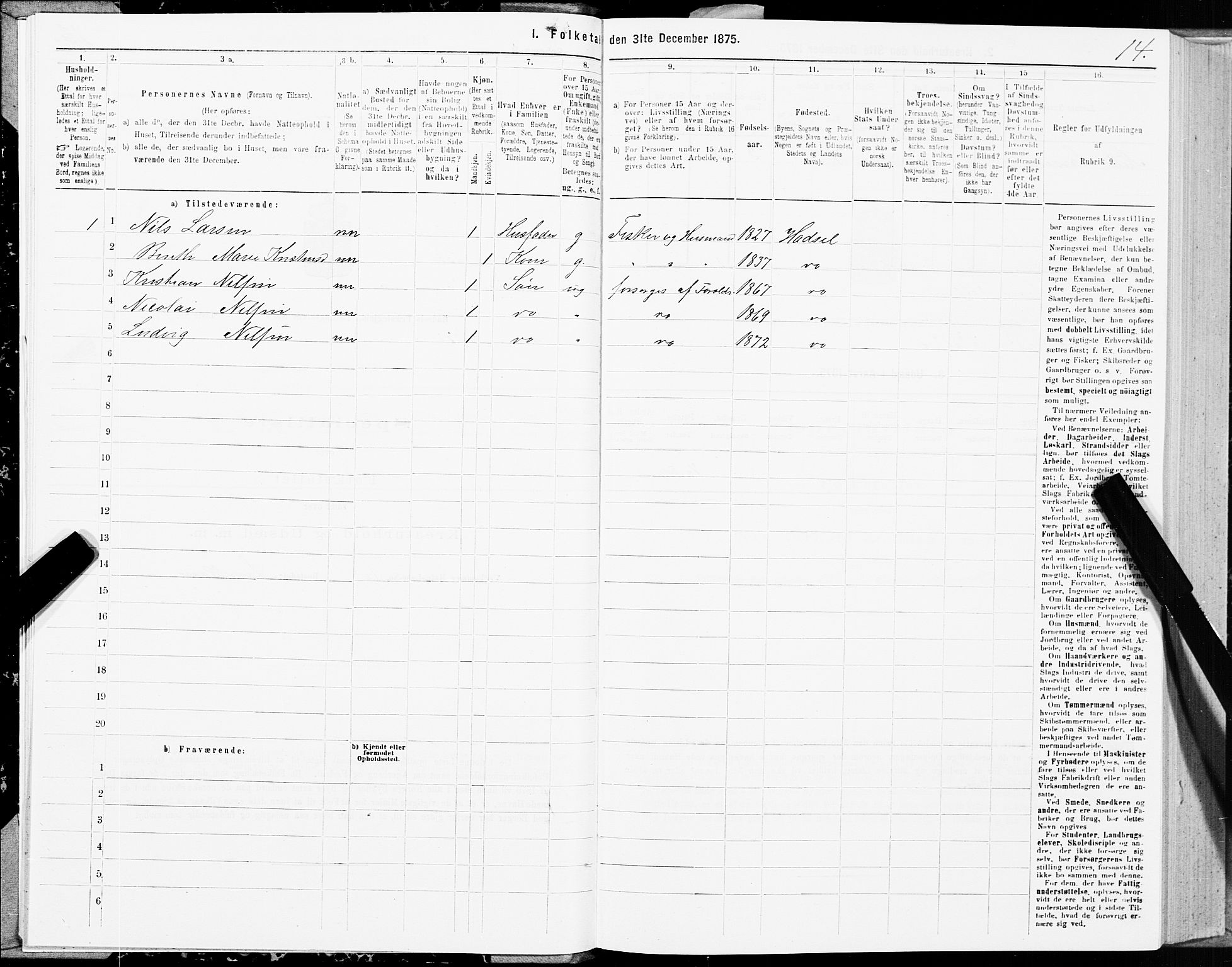 SAT, 1875 census for 1866P Hadsel, 1875, p. 1014