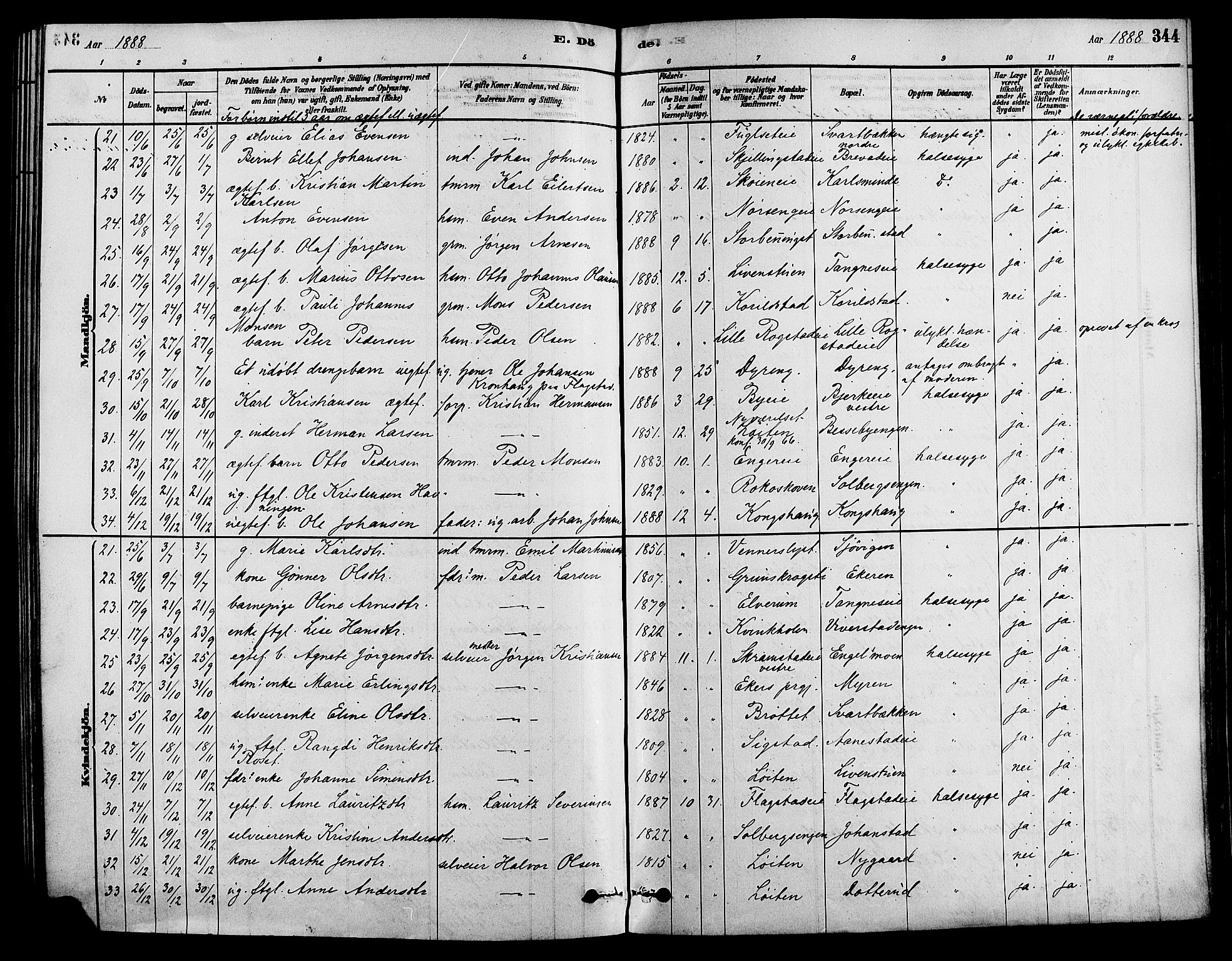 Løten prestekontor, AV/SAH-PREST-022/K/Ka/L0009: Parish register (official) no. 9, 1878-1891, p. 344