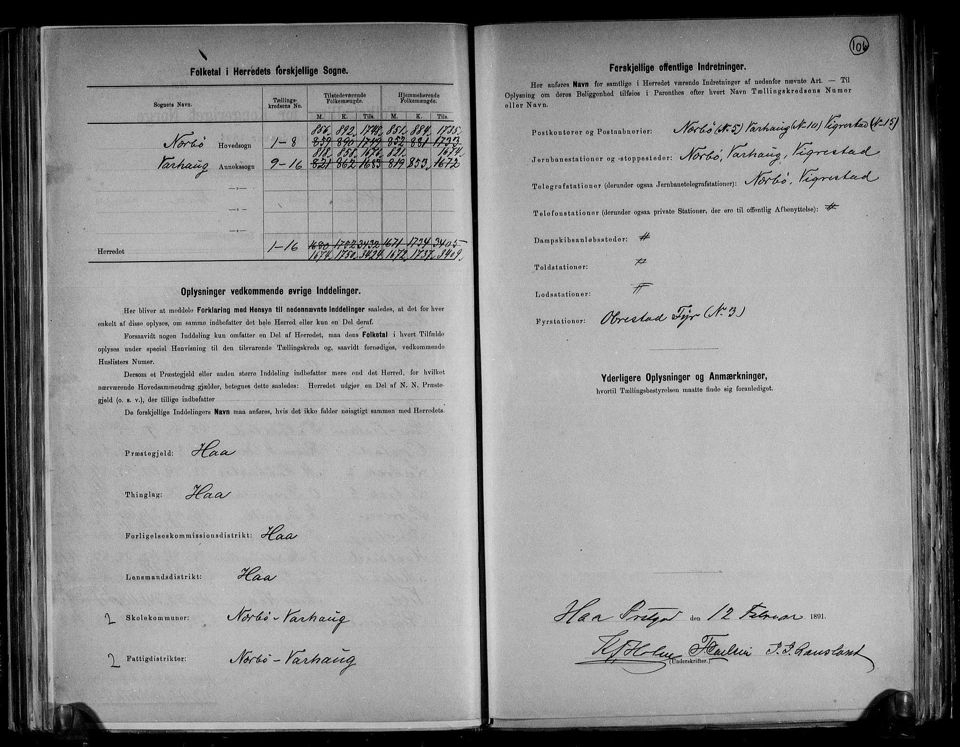 RA, 1891 census for 1119 Hå, 1891, p. 3