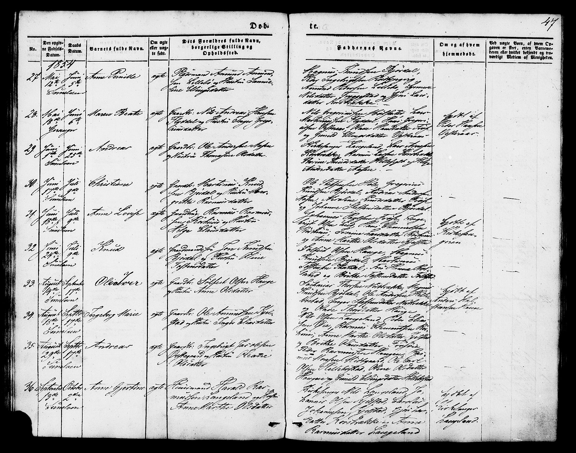 Ministerialprotokoller, klokkerbøker og fødselsregistre - Møre og Romsdal, AV/SAT-A-1454/517/L0222: Parish register (official) no. 517A02, 1846-1862, p. 47