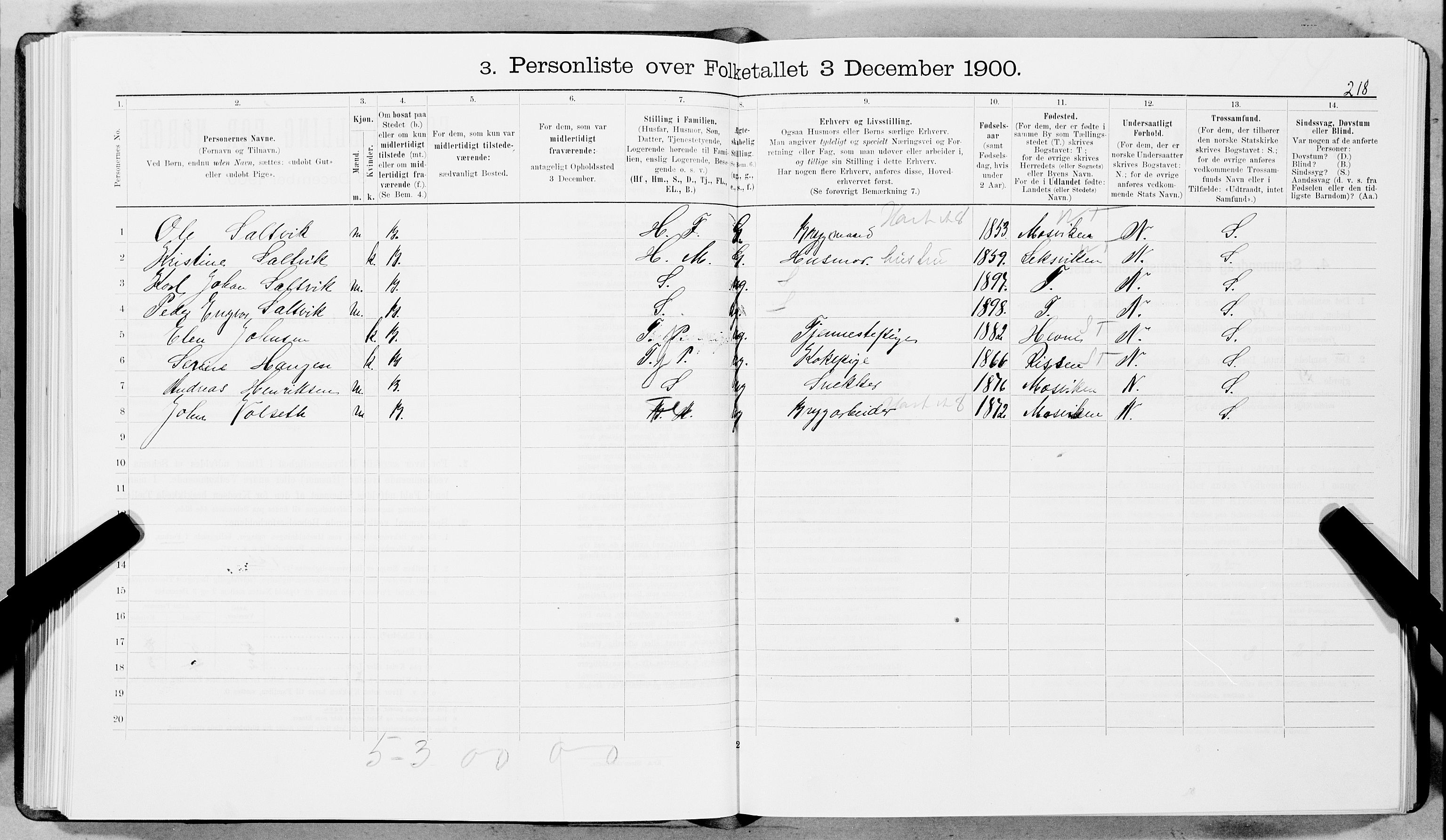 SAT, 1900 census for Trondheim, 1900, p. 2757