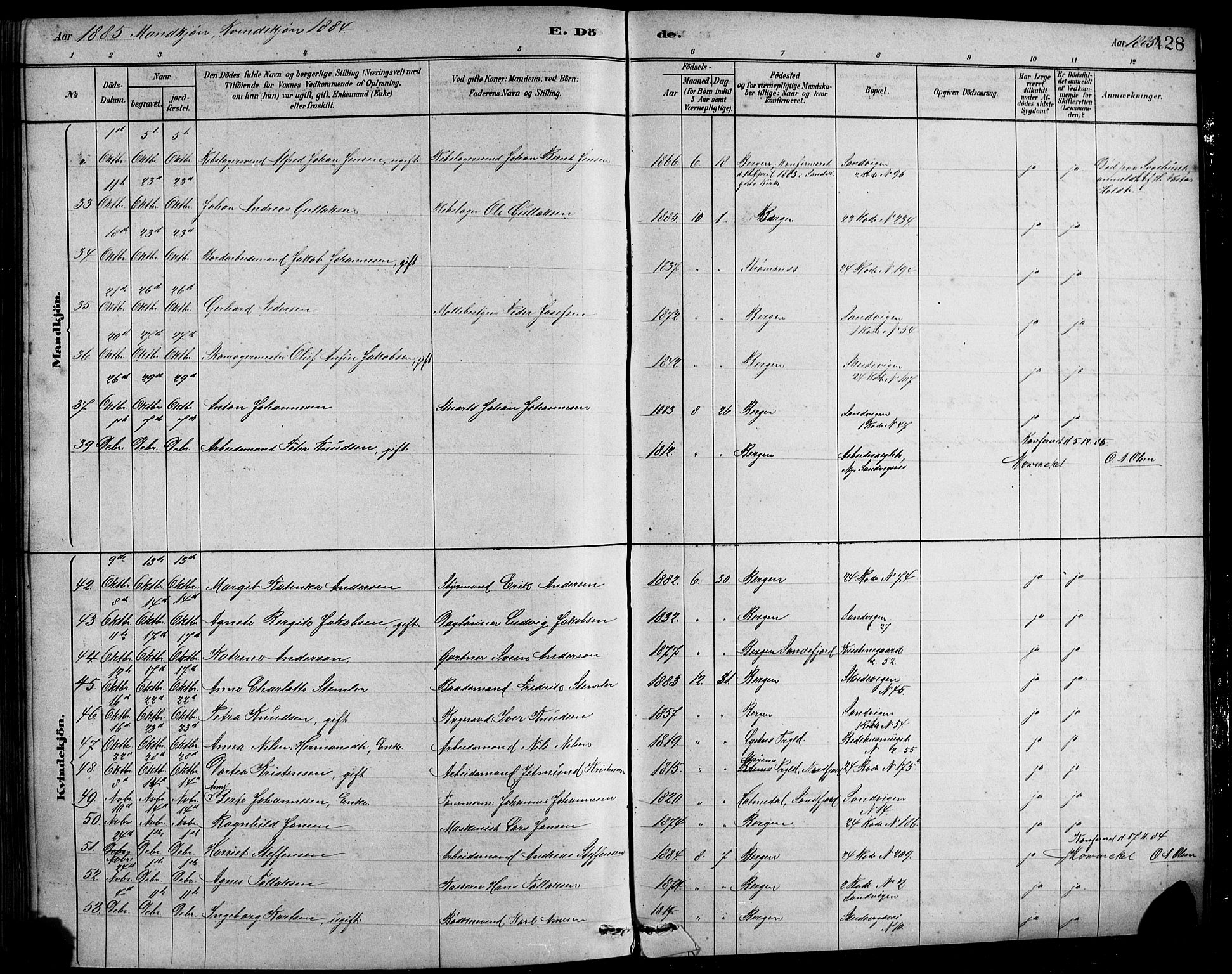 Sandviken Sokneprestembete, AV/SAB-A-77601/H/Hb/L0001: Parish register (copy) no. A 2, 1879-1892, p. 428