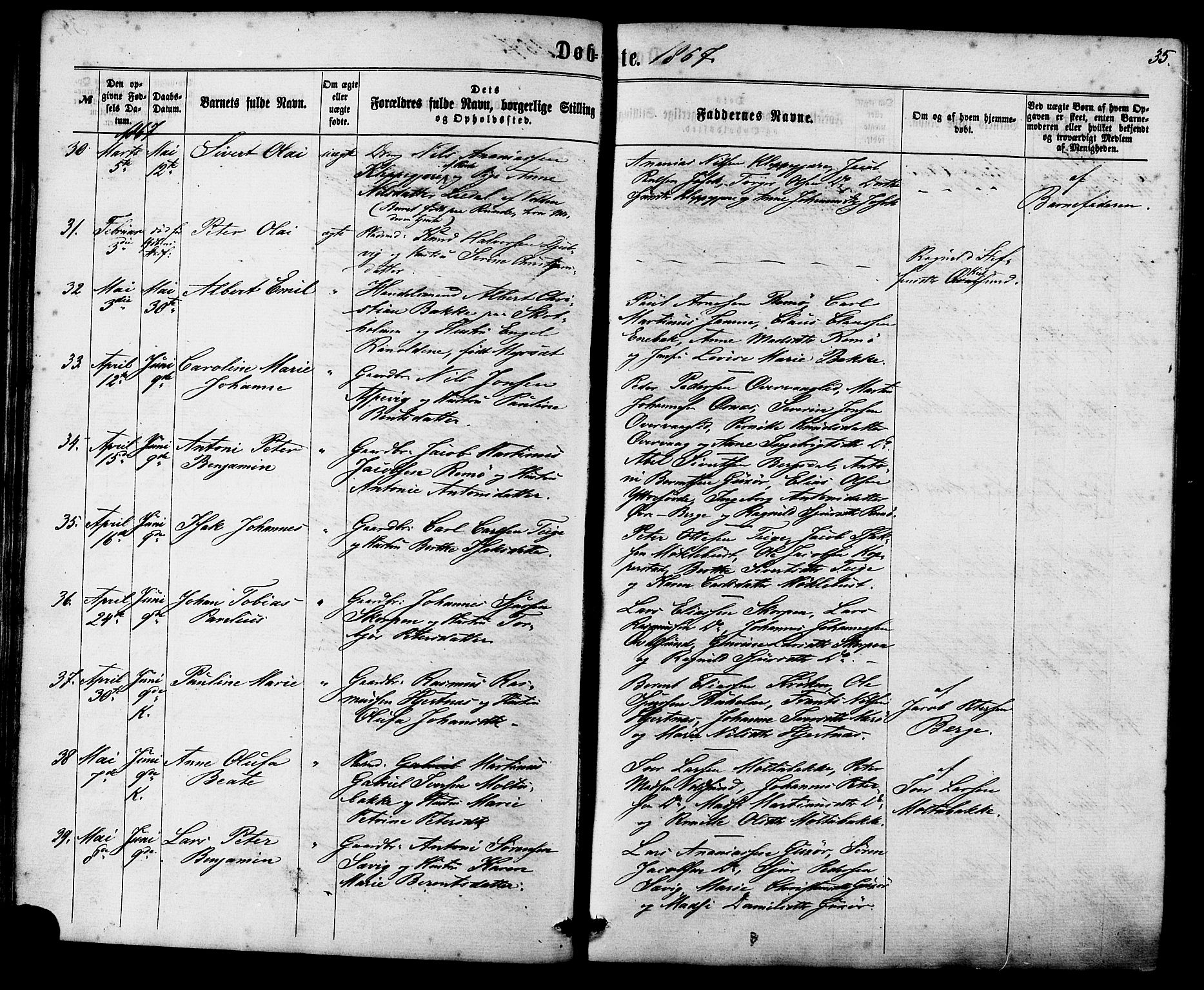 Ministerialprotokoller, klokkerbøker og fødselsregistre - Møre og Romsdal, AV/SAT-A-1454/507/L0071: Parish register (official) no. 507A06, 1863-1878, p. 35